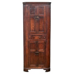 Antique 19th Century Tall Stained Oak Corner Cabinet