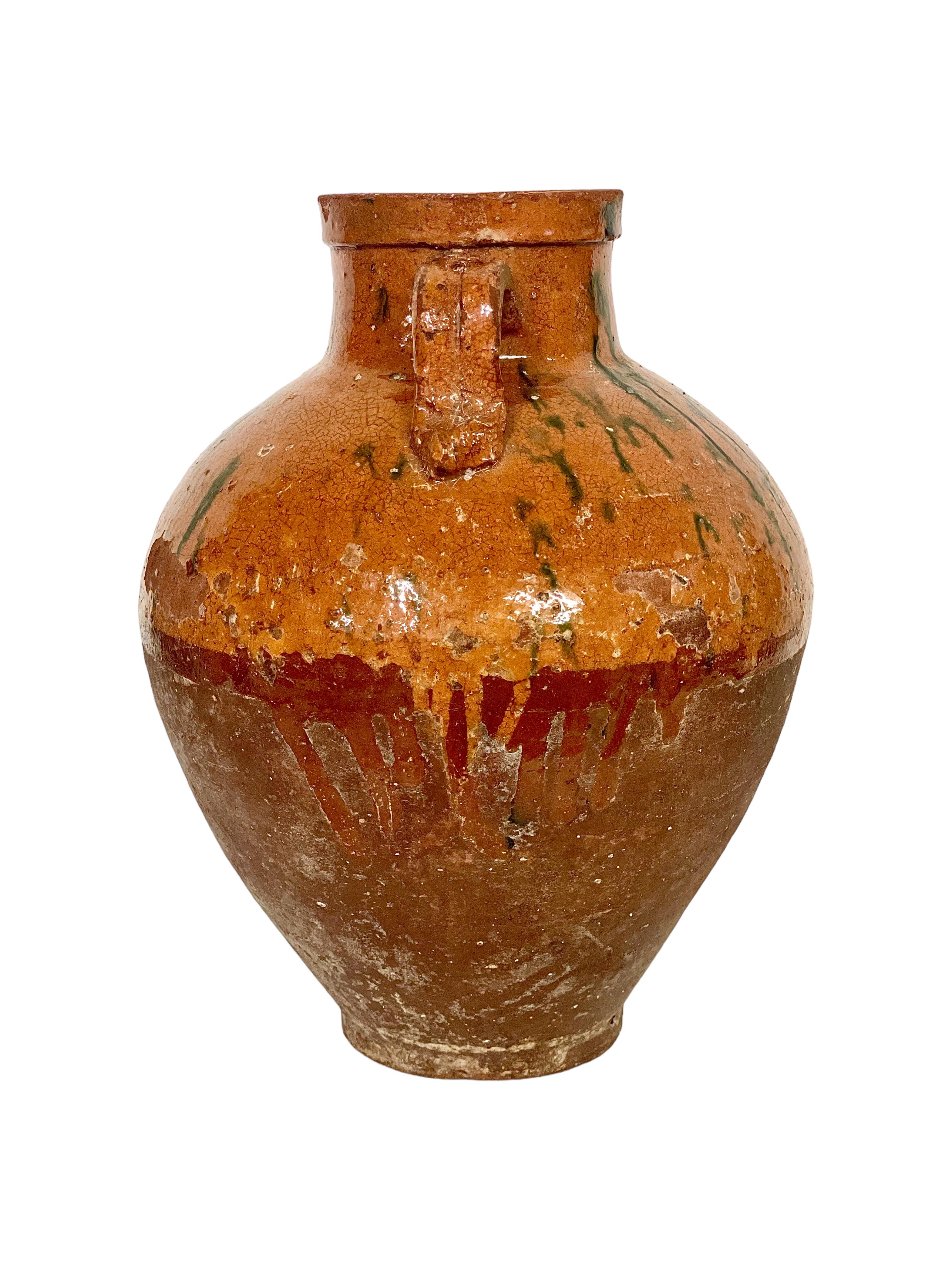 19th C. Terracotta Cruche with Two Handles For Sale 2