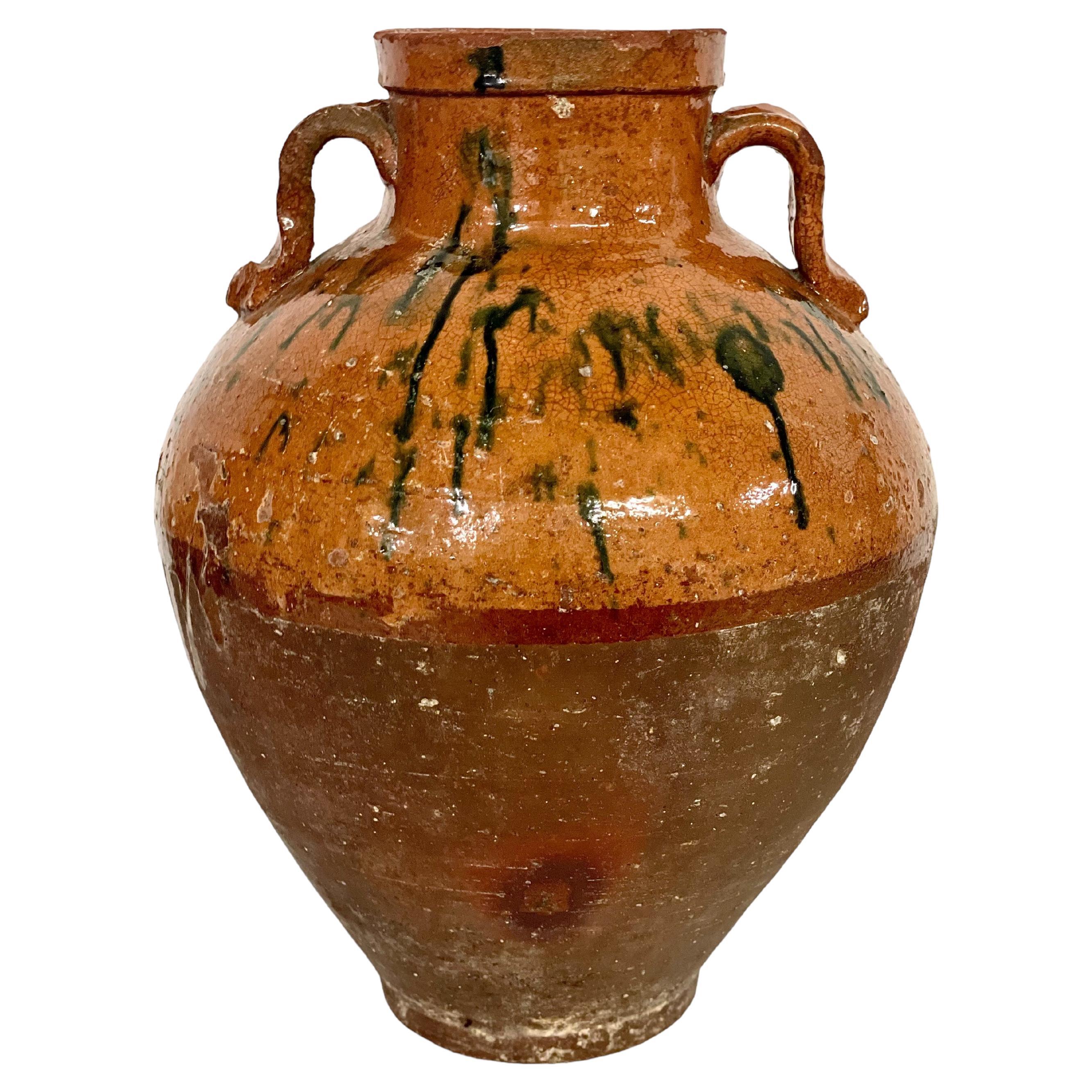 19th C. Terracotta Cruche with Two Handles For Sale