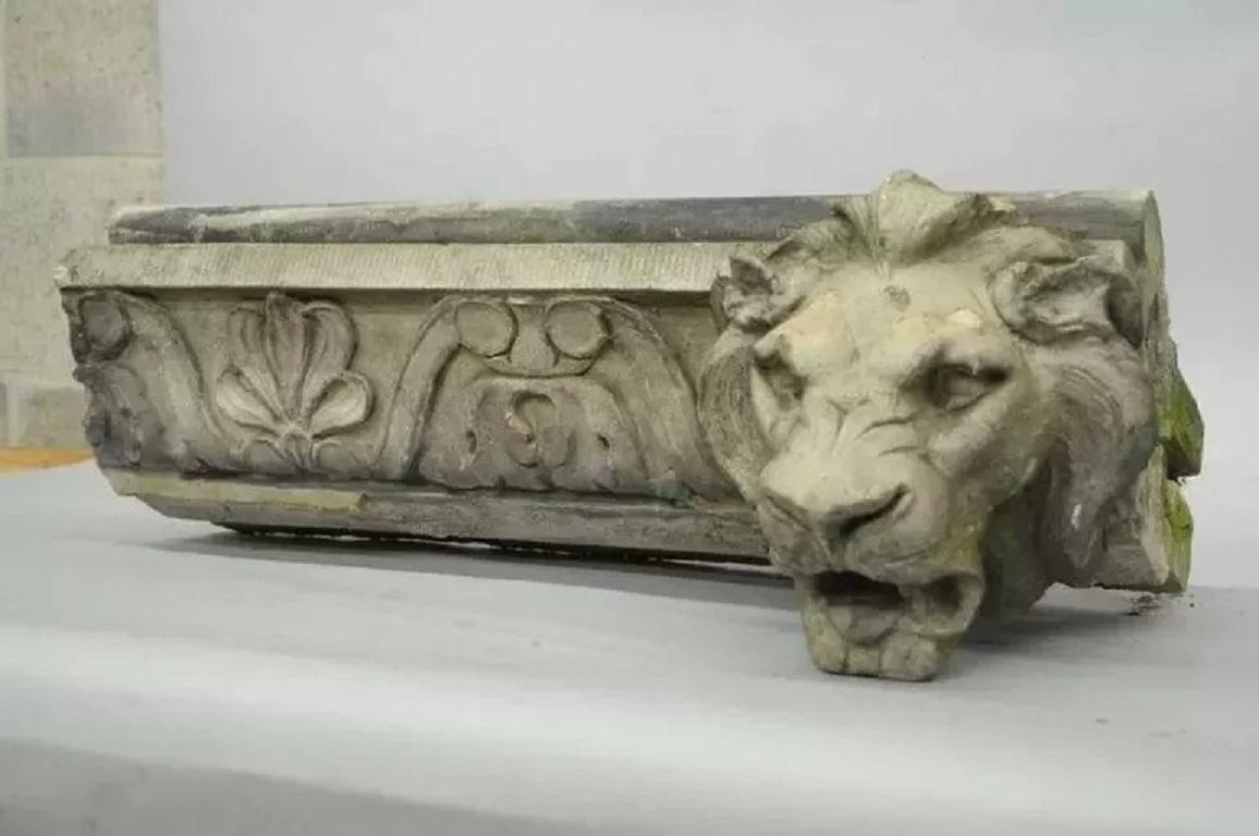 19th Century 19th C. Terracotta Lion Head Regency Style Building Garden Architectural Element For Sale