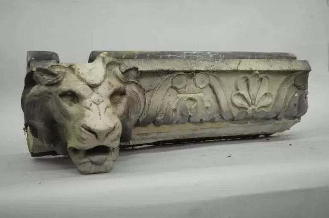 Stone 19th C. Terracotta Lion Head Regency Style Building Garden Architectural Element For Sale