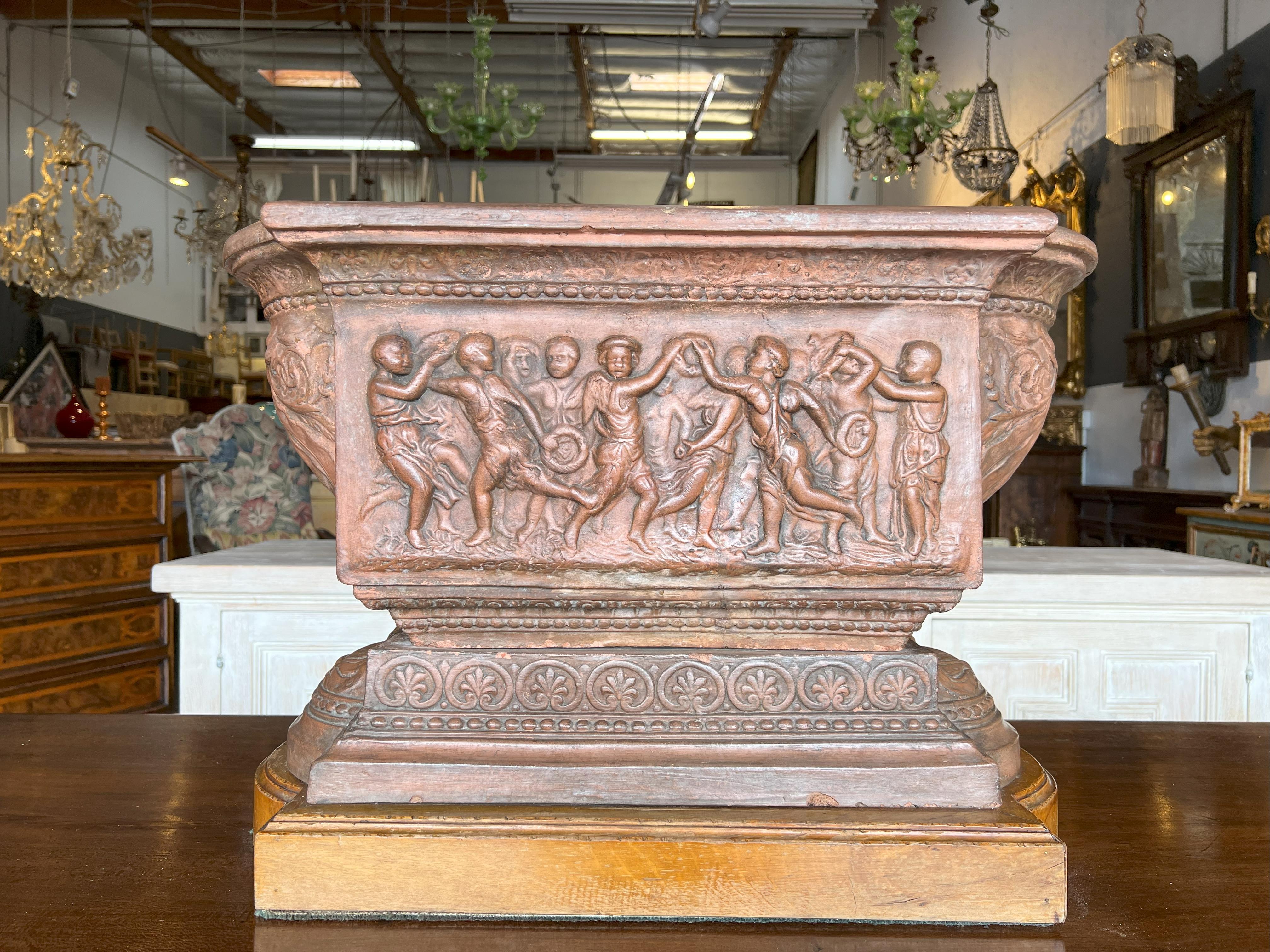 19th C Terracotta Planter Centerpiece with Dancing Cherubs, Florence Circa 1820 For Sale 8