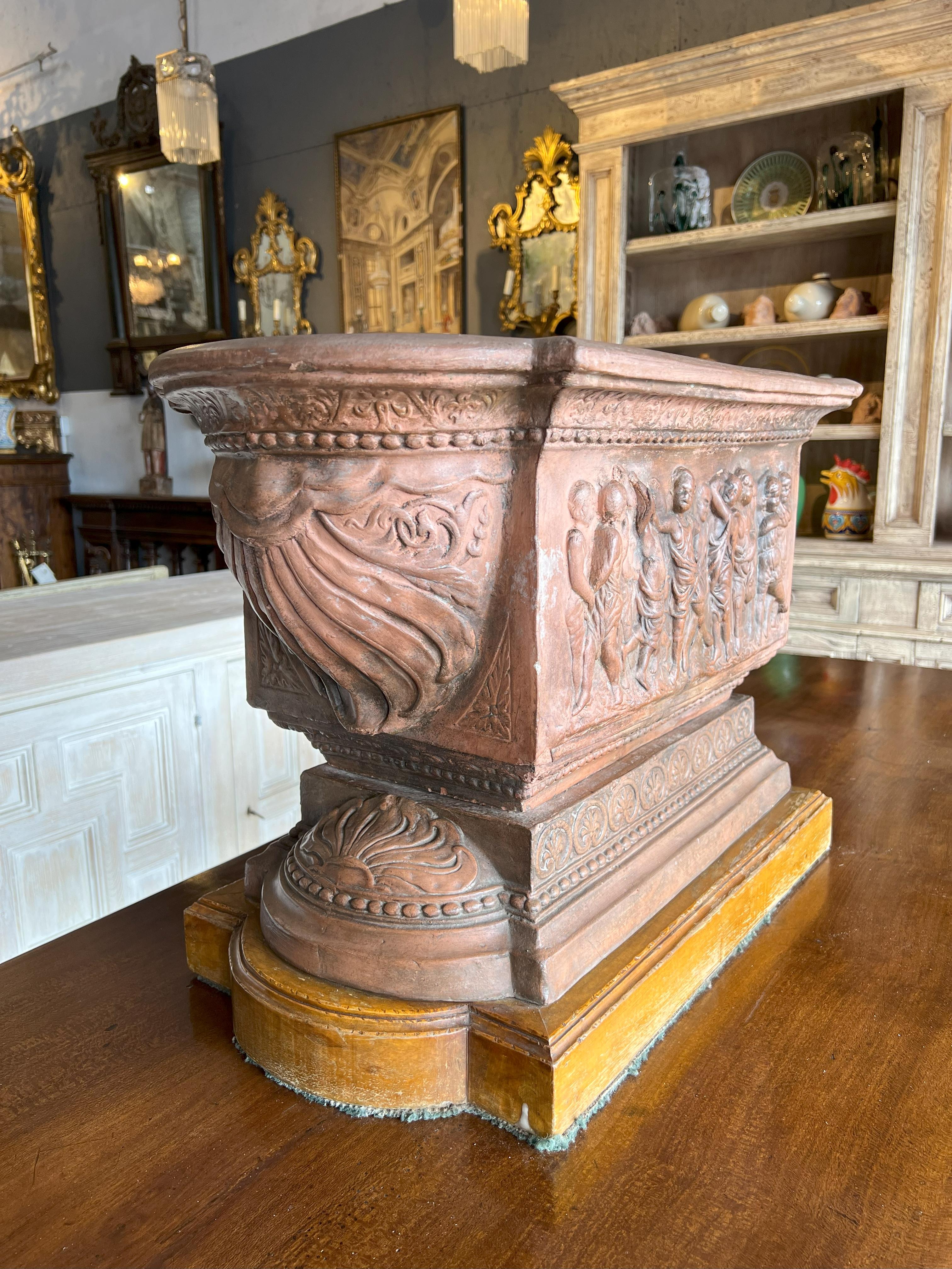 19th C Terracotta Planter Centerpiece with Dancing Cherubs, Florence Circa 1820 For Sale 1