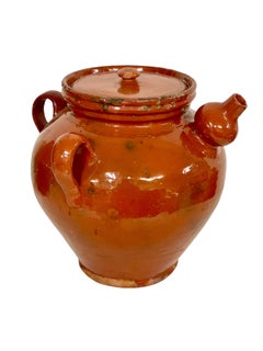 19th C. Large Terracotta Walnut Oil Jar with its Lid