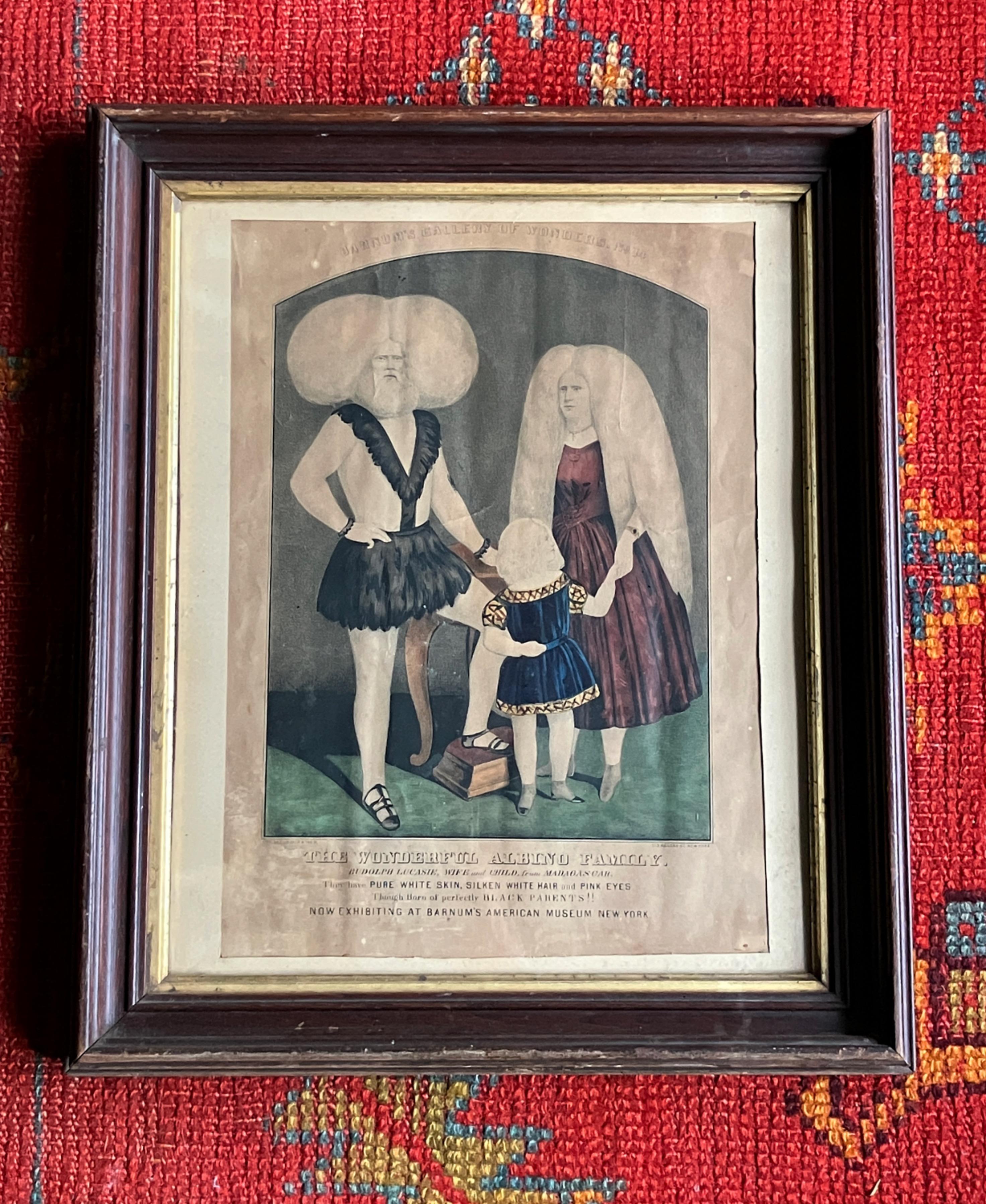 Épreuve lithographique coloriée à la main de Currier and Ives représentant la famille Albino, vers 1860


