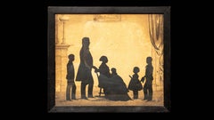 19th C Thomas Family Silhouette Scene by Auguste Edouart