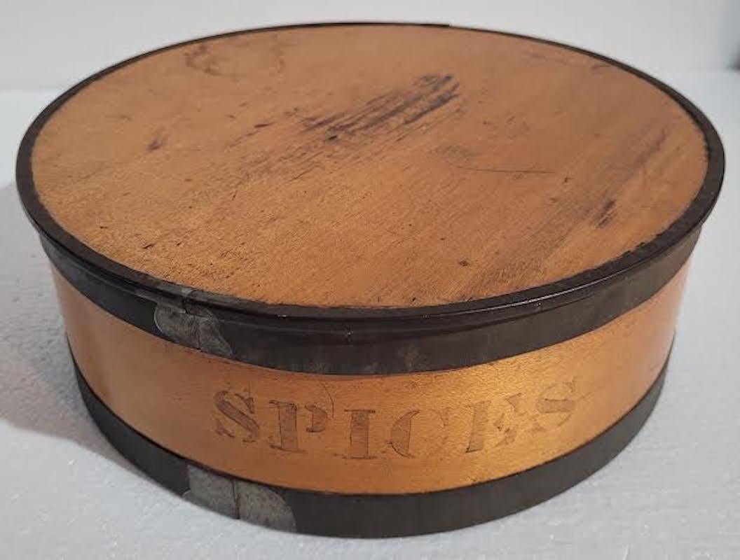 Folk Art 19th C Tin Wrapped Wooden Spice Containers, 10 Pieces For Sale