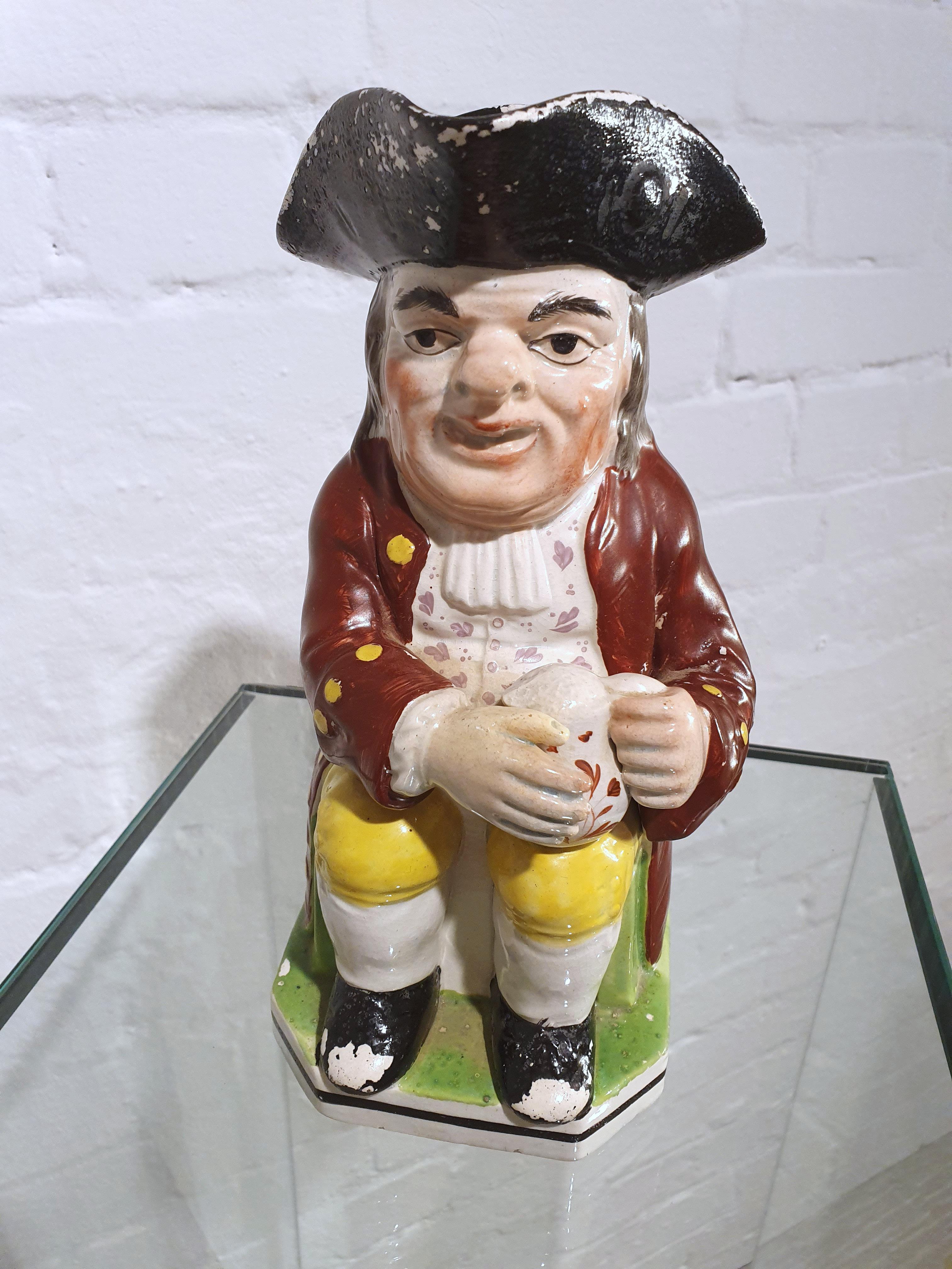 19th Century Traditional Staffordshire Pottery Toby Jug 2