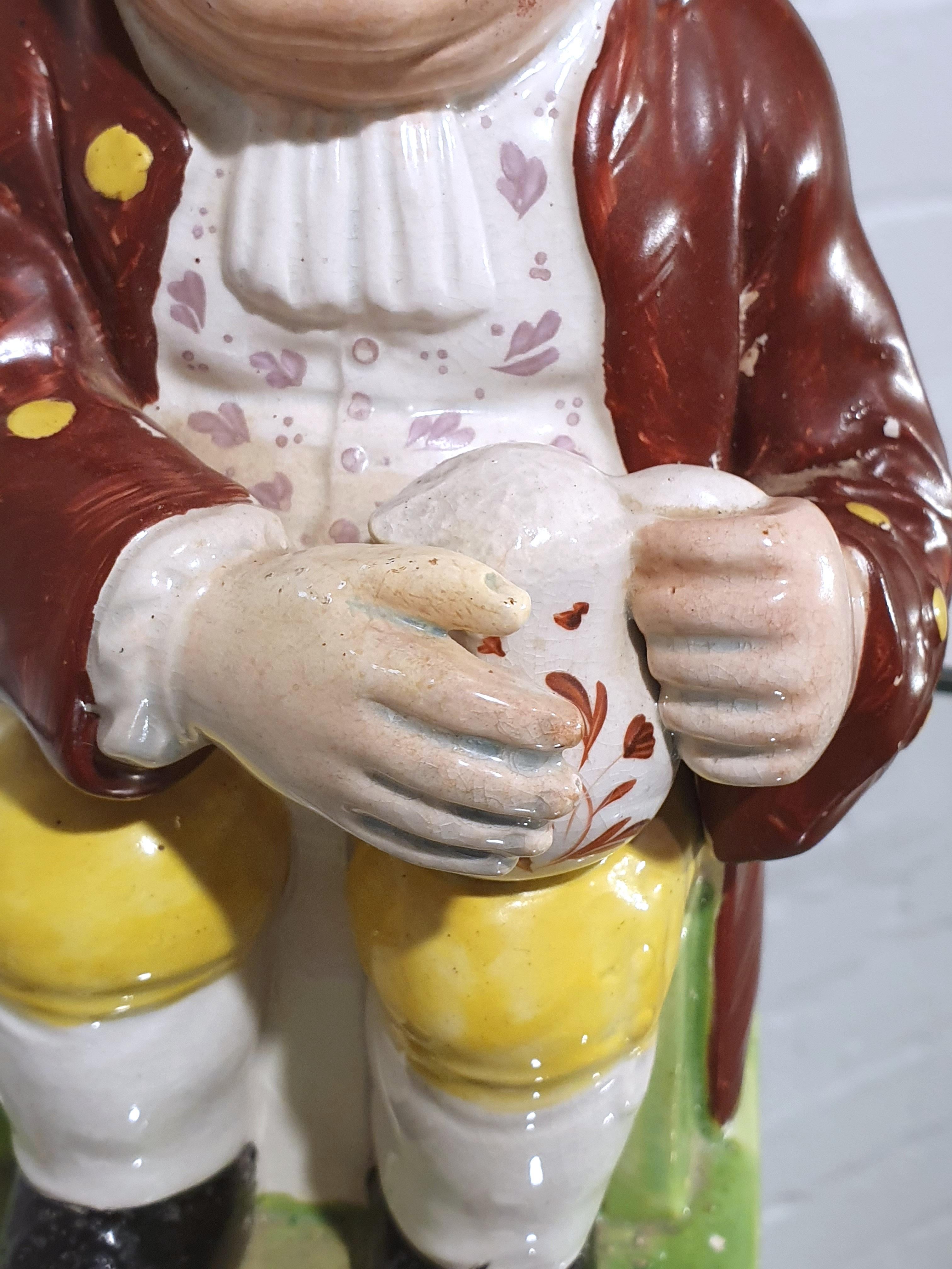 Hand-Painted 19th Century Traditional Staffordshire Pottery Toby Jug