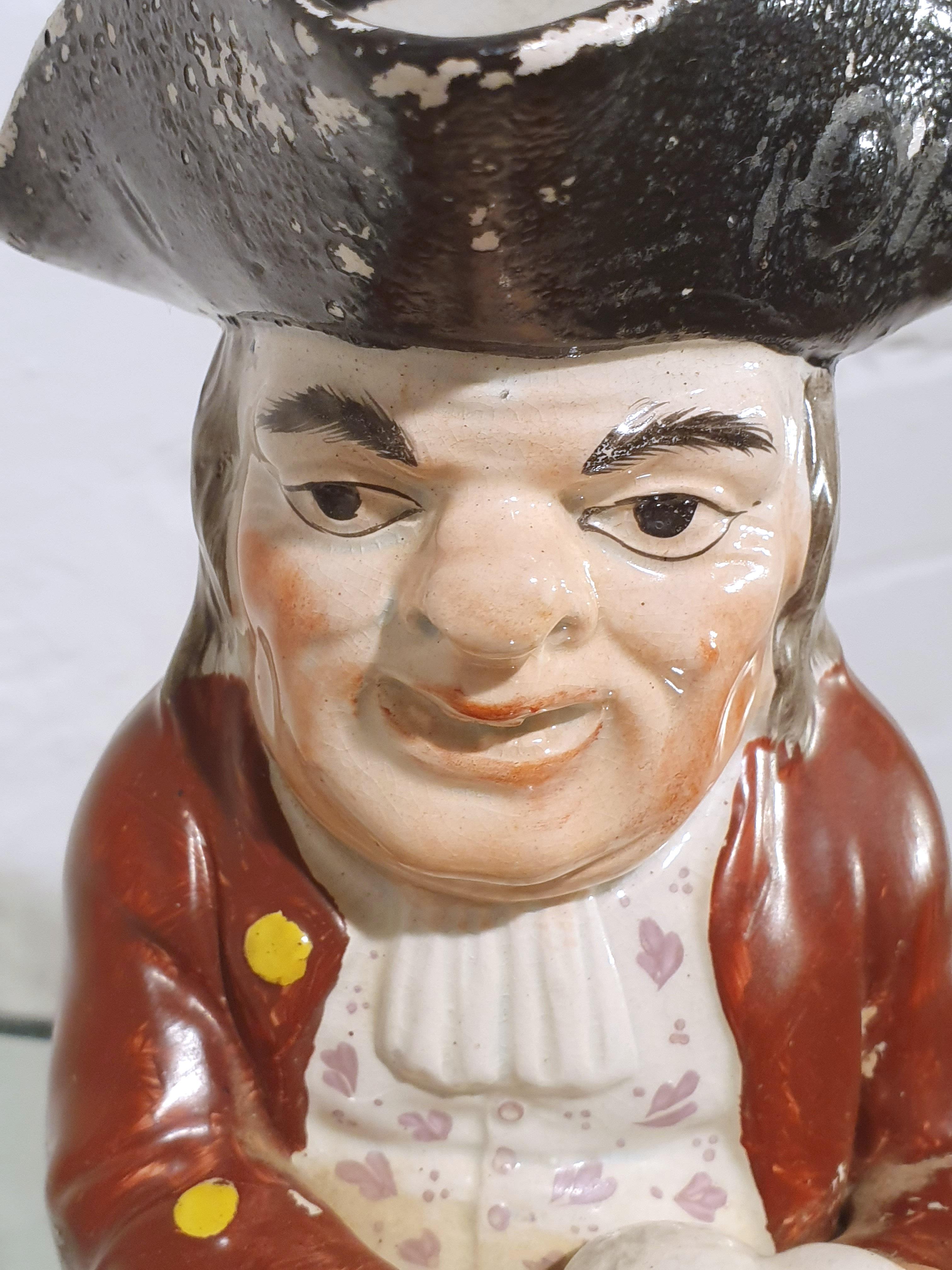 19th Century Traditional Staffordshire Pottery Toby Jug In Good Condition In London, GB