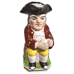 19th Century Traditional Staffordshire Pottery Toby Jug