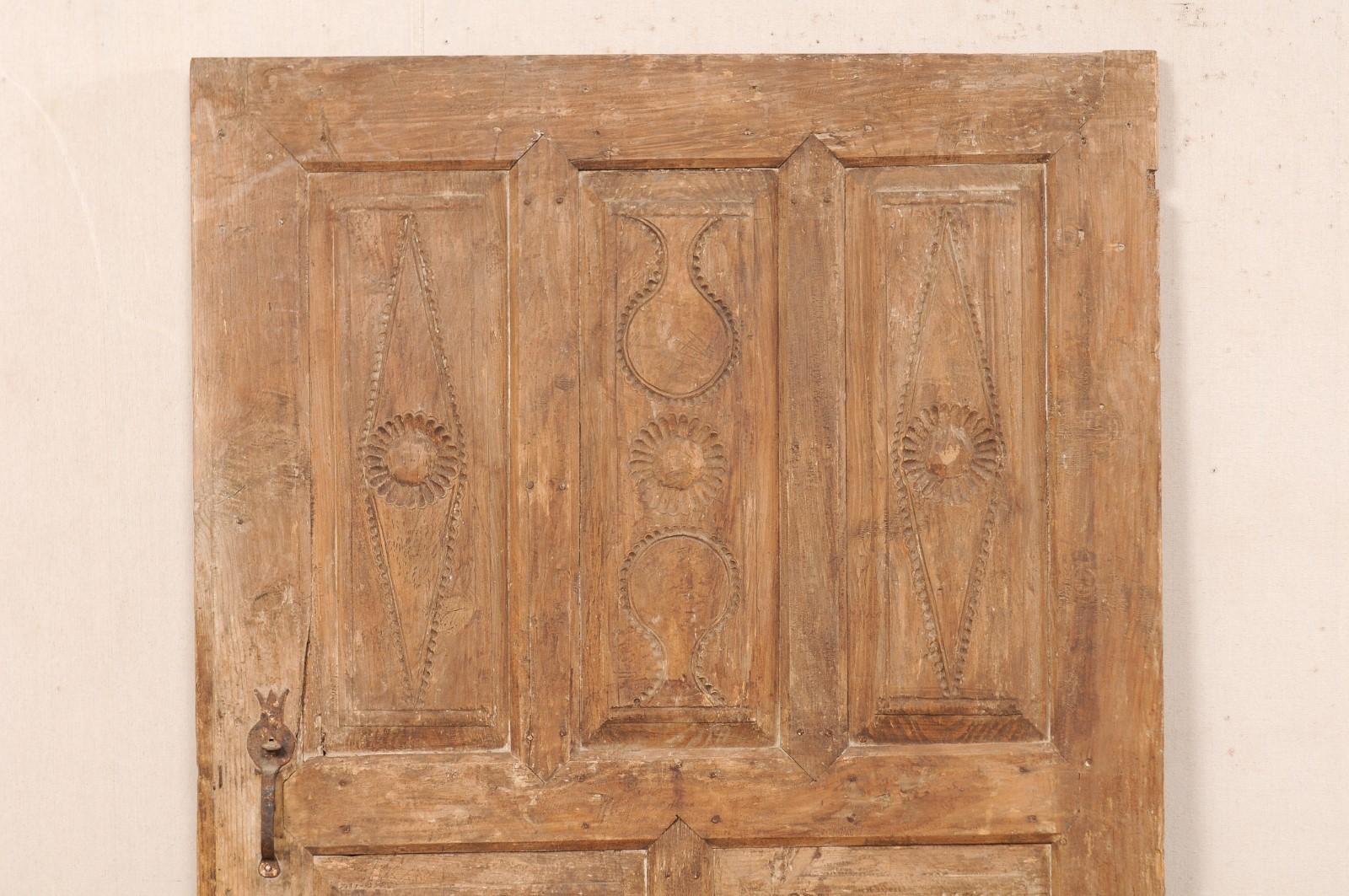 19th C. Turkish Decoratively-Carved Wood Raised Panel Dooor In Good Condition For Sale In Atlanta, GA