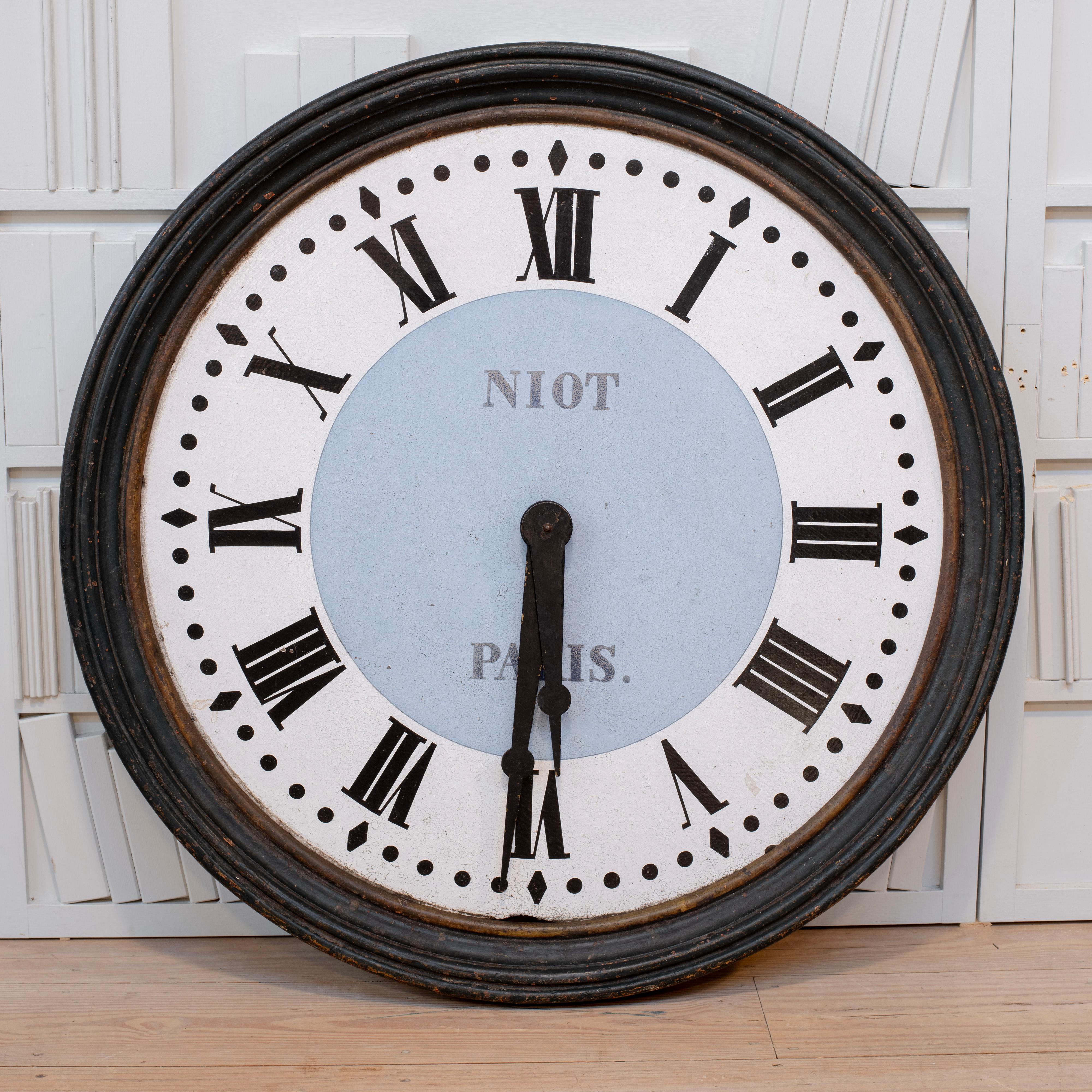 Cast 19th C. Turret Clock Face, French Terra Cotta For Sale