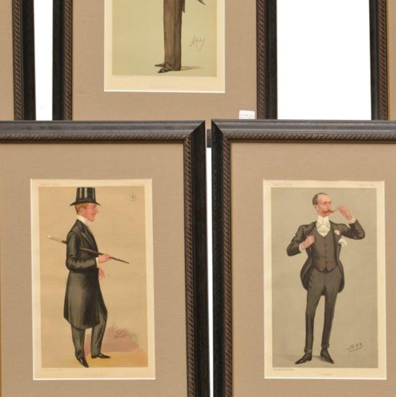19e siècle, Vanity Fair Framed Chromolithographe of Gentlemen Ex. Christie' s en vente 3