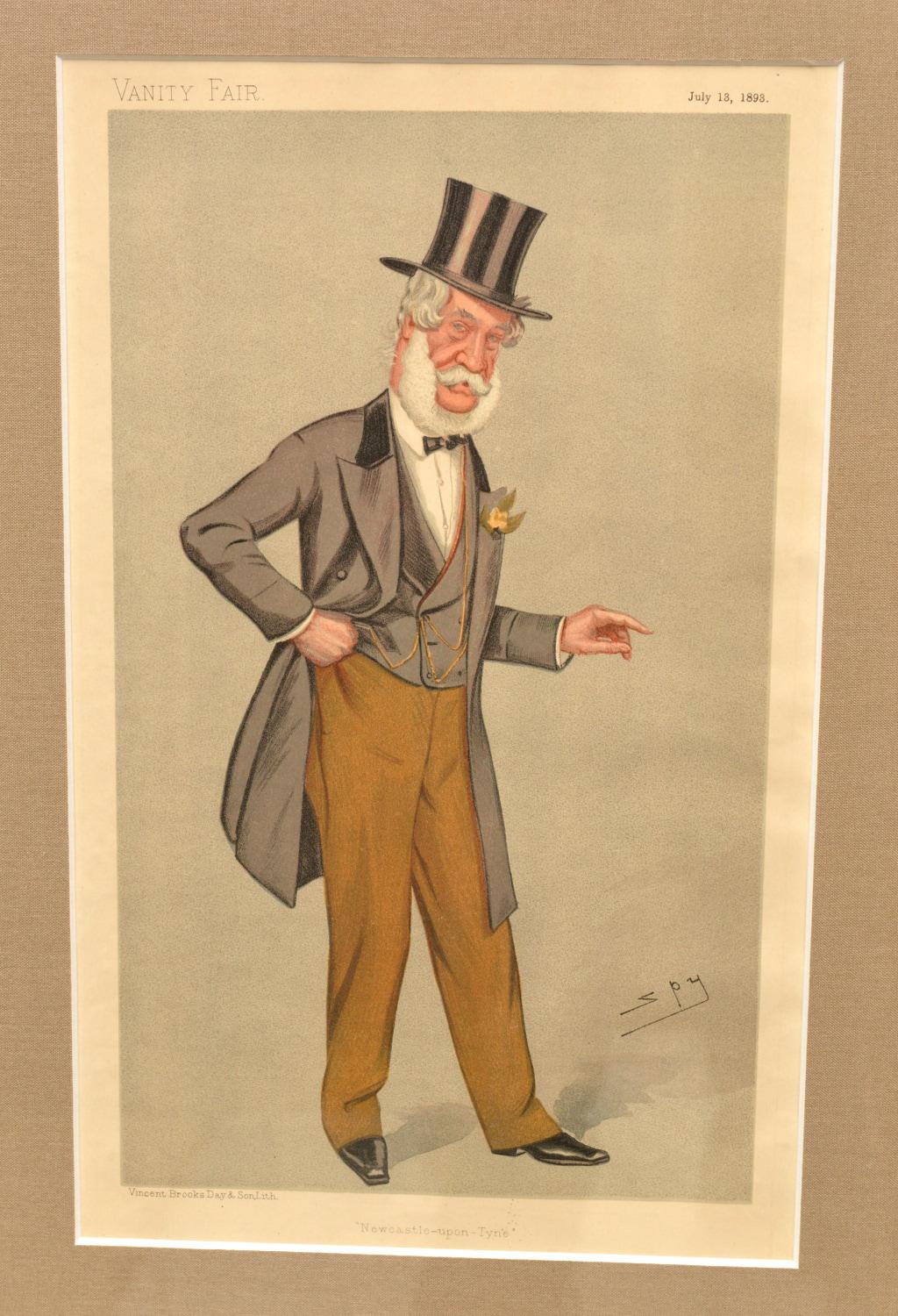 Victorien tardif 19e siècle, Vanity Fair Framed Chromolithographe of Gentlemen Ex. Christie' s en vente