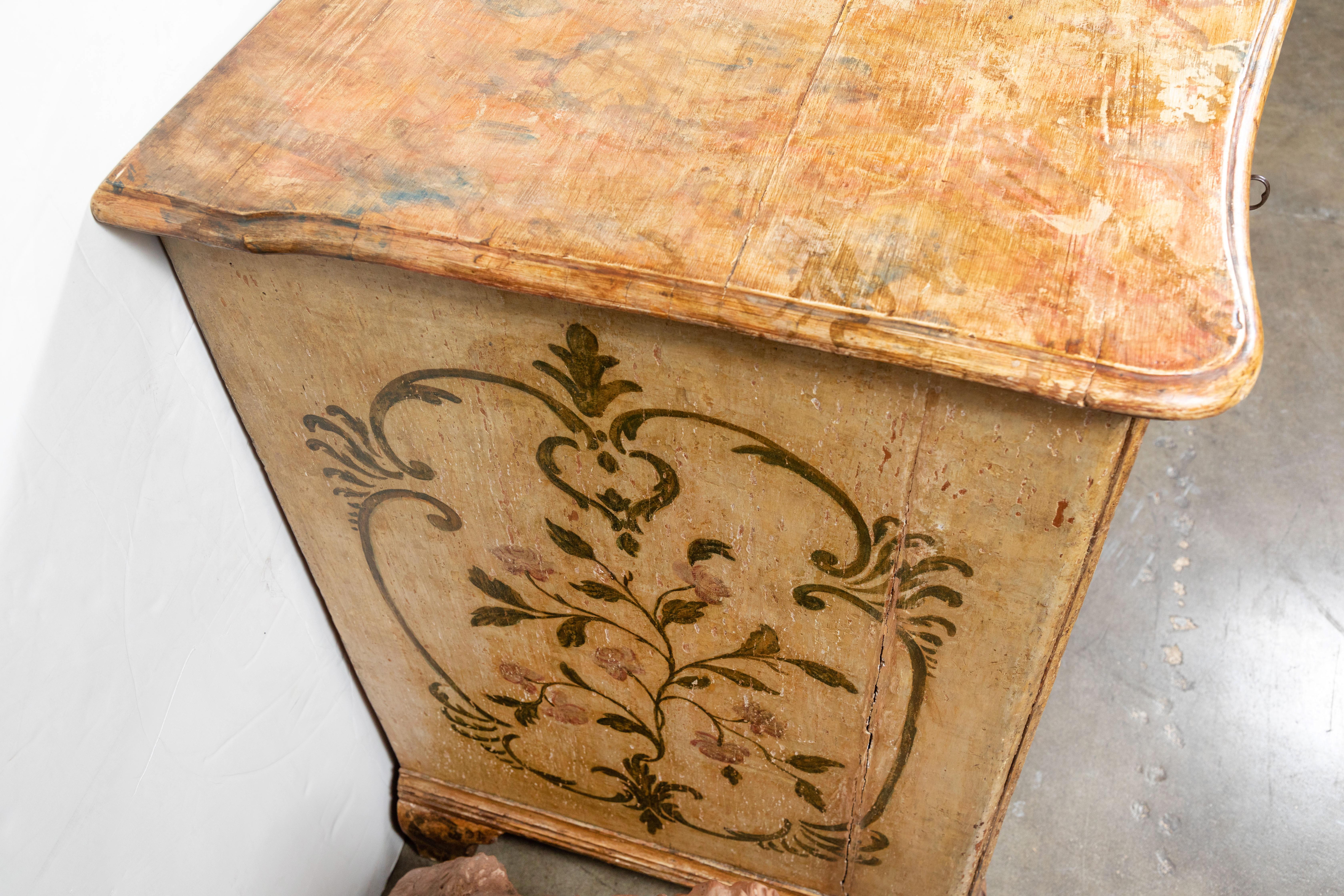 19th Century, Venetian, Floral Painted Commode 1