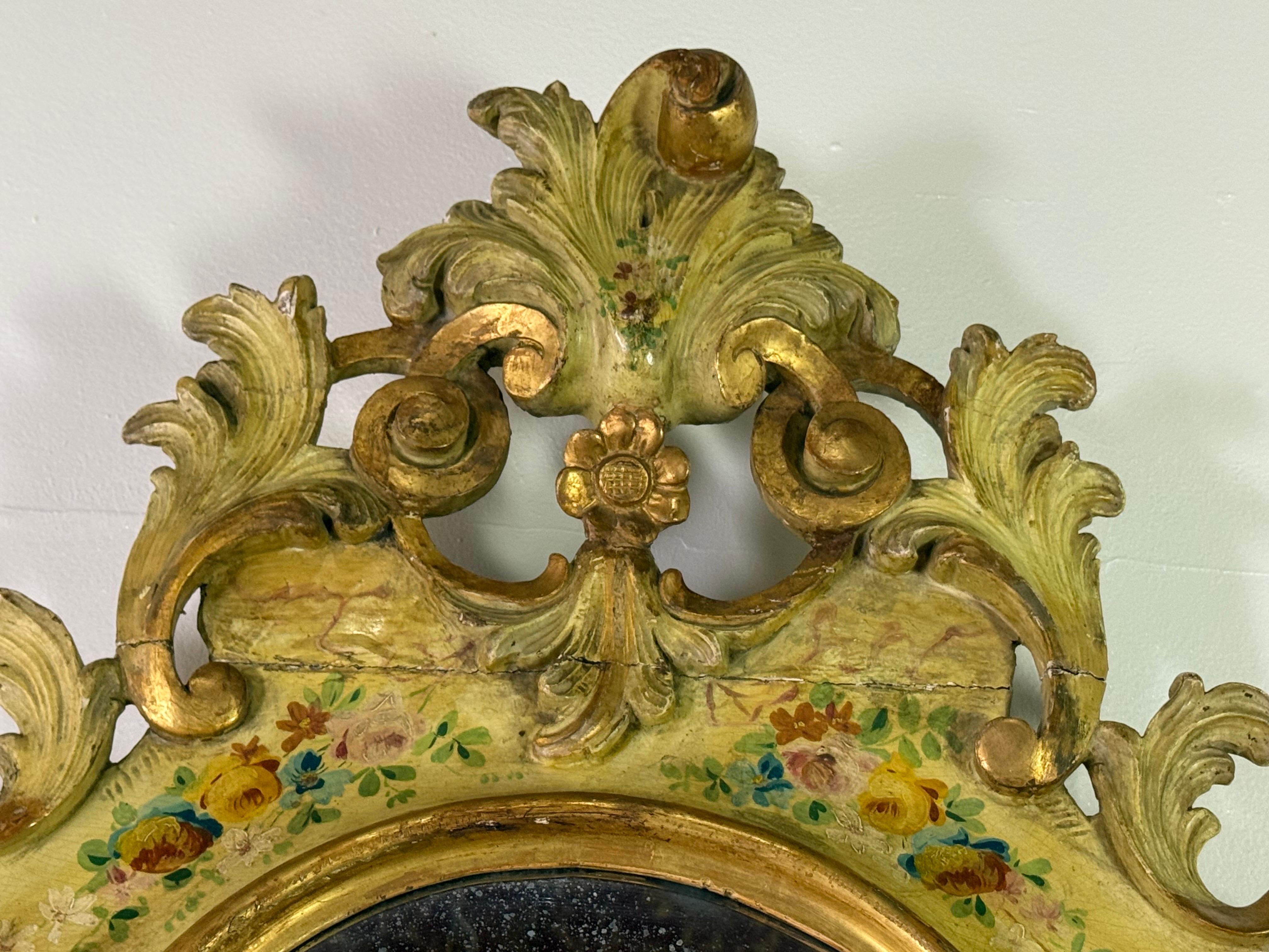 Rococo 19th C. Venetian Painted Mirror For Sale