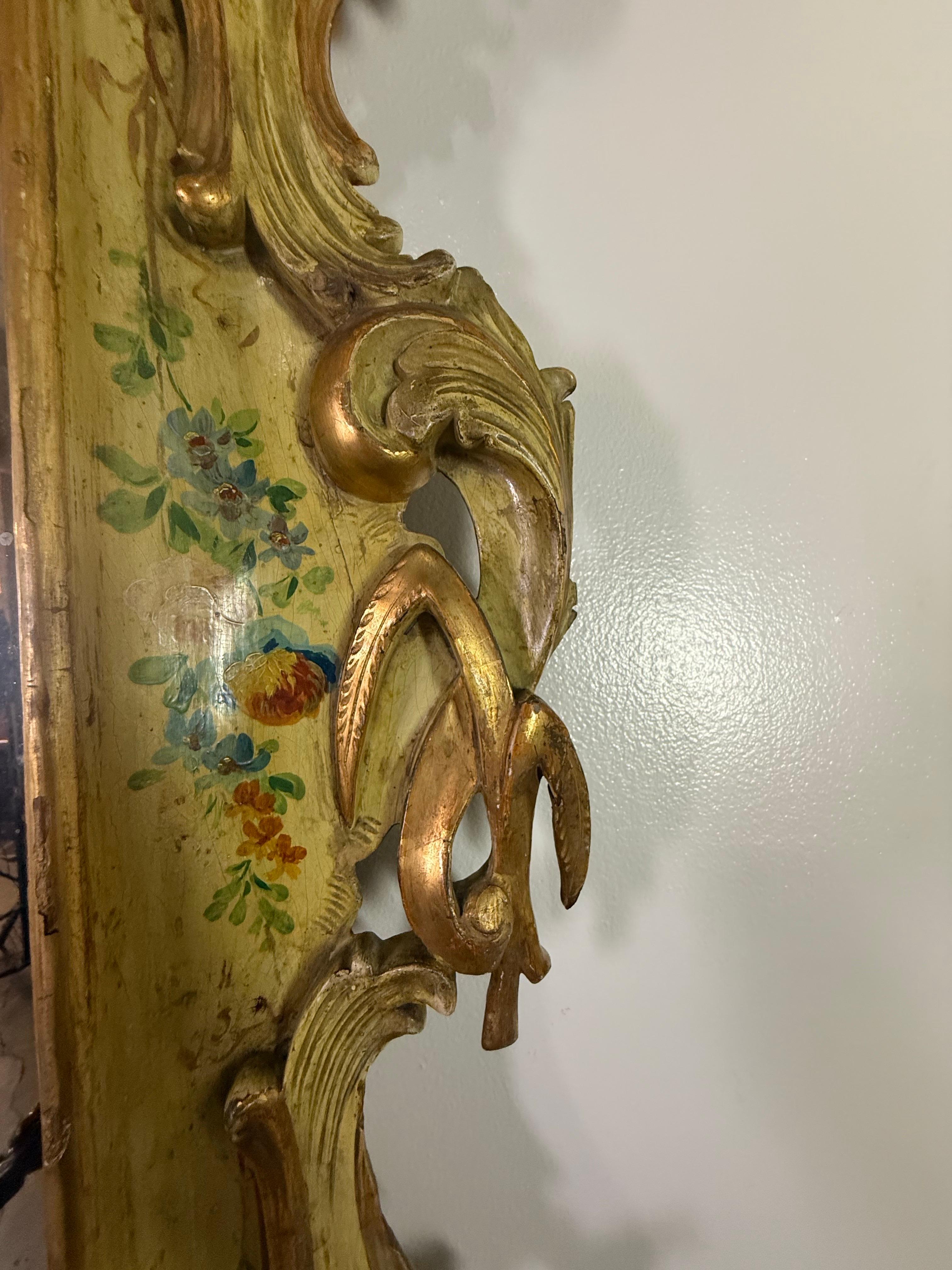 19th C. Venetian Painted Mirror In Distressed Condition For Sale In Los Angeles, CA
