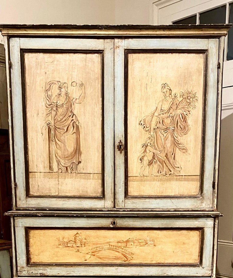 19th c. Venetian Painted Secretary  In Good Condition For Sale In New Orleans, LA