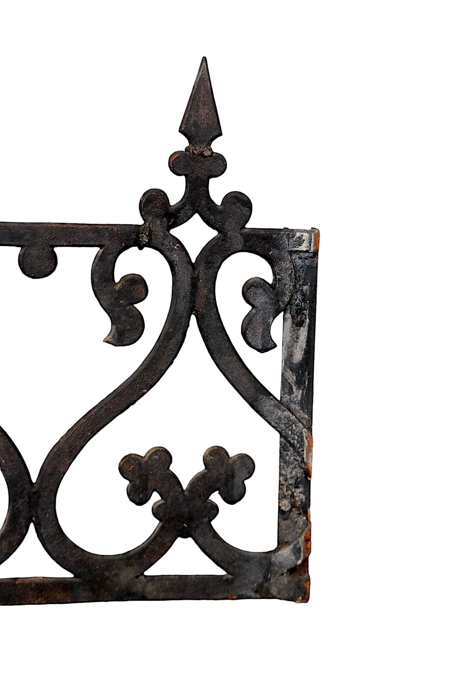 19th C. Victorian Aesthetic  Movement Cast Iron Widows Walk Fence Garden Element For Sale 4
