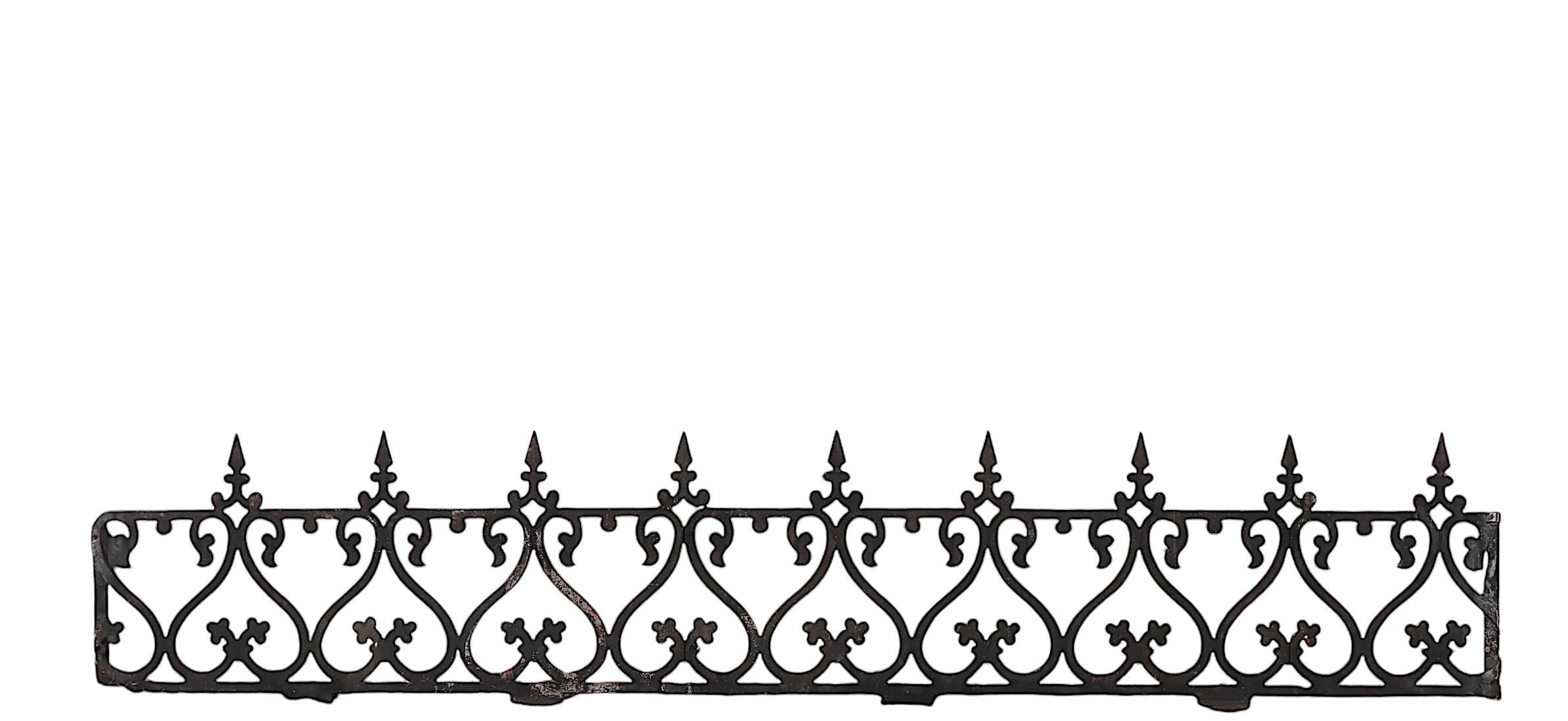 19th C. Victorian Aesthetic  Movement Cast Iron Widows Walk Fence Garden Element For Sale 5