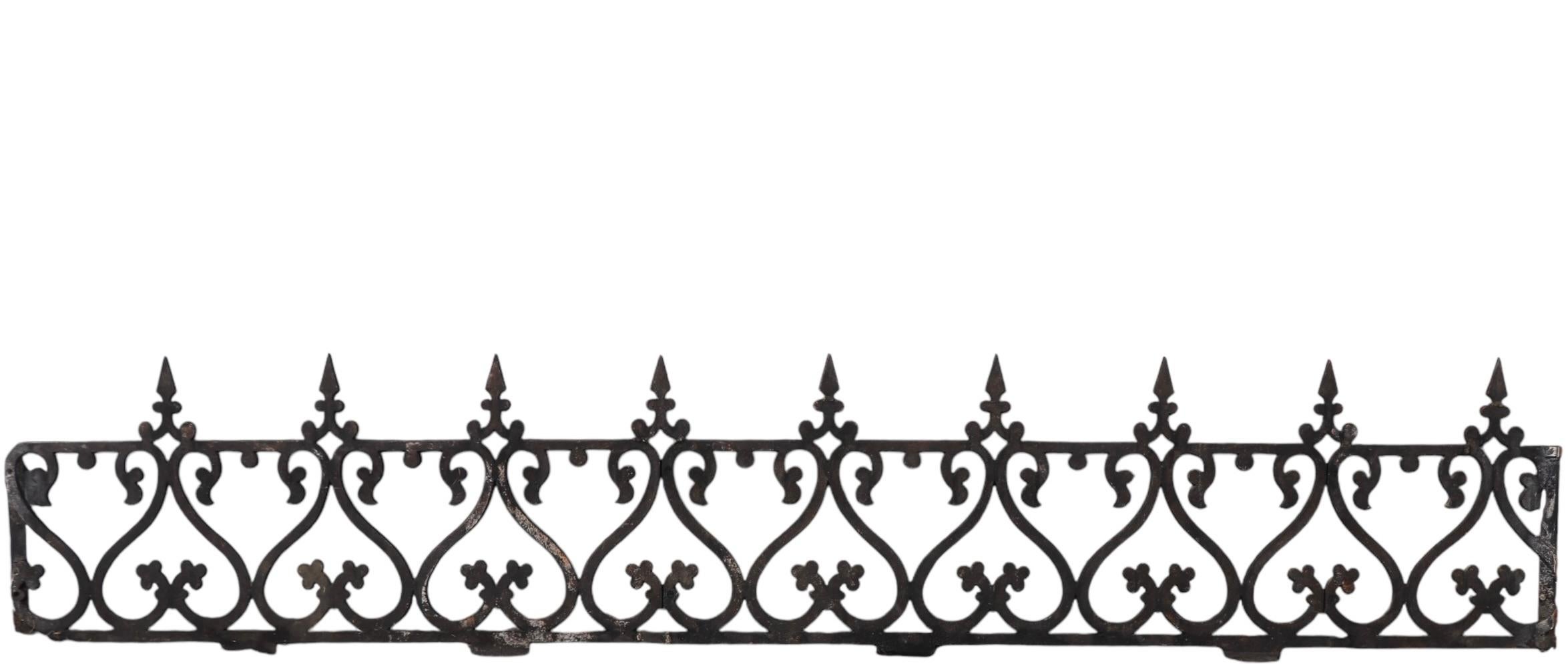 19th C. Victorian Aesthetic  Movement Cast Iron Widows Walk Fence Garden Element For Sale 6