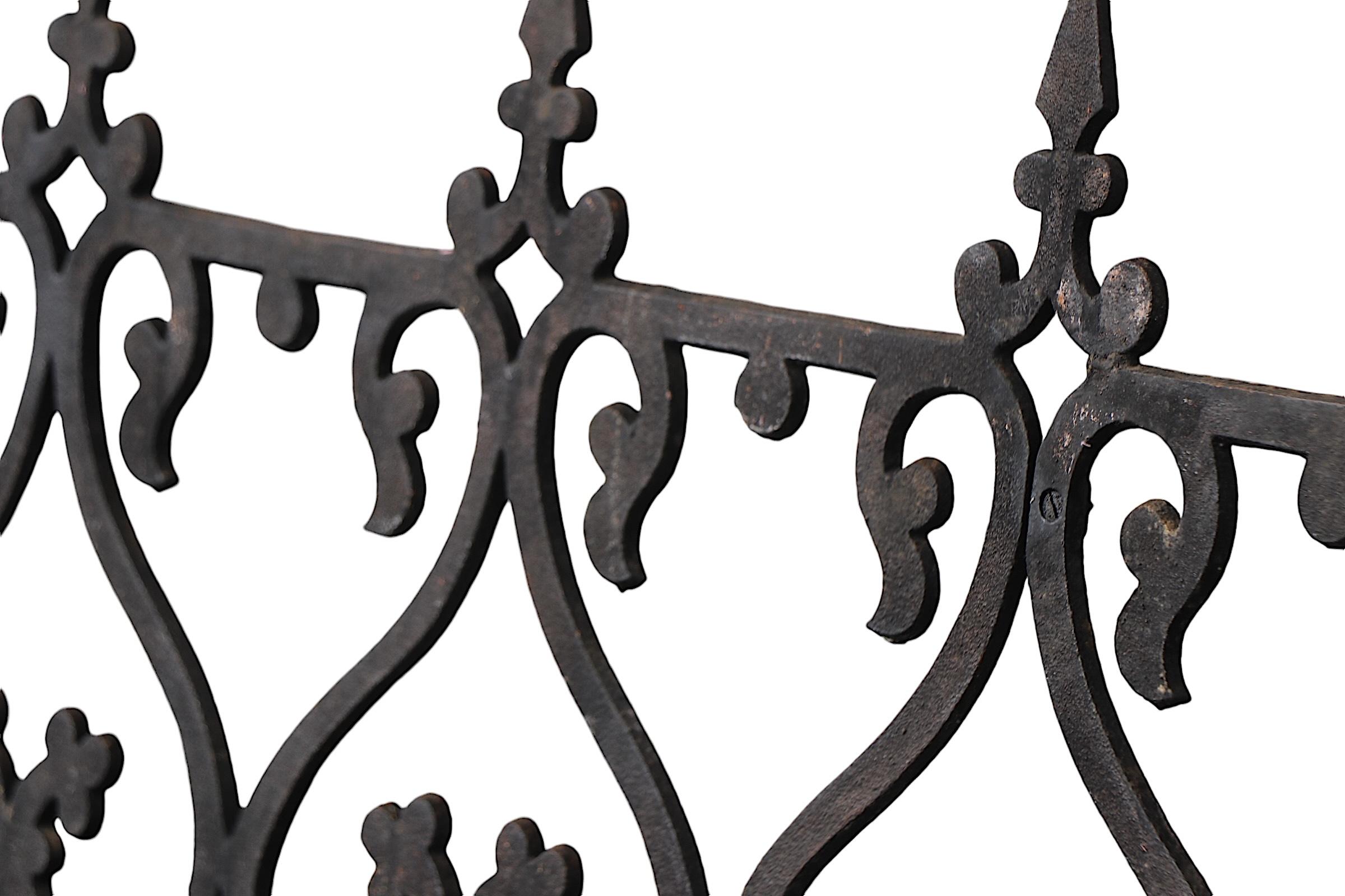 American 19th C. Victorian Aesthetic  Movement Cast Iron Widows Walk Fence Garden Element For Sale