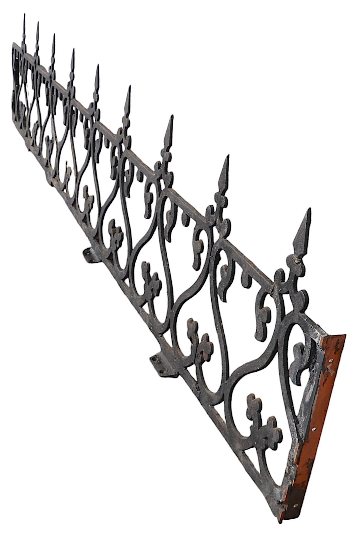19th C. Victorian Aesthetic  Movement Cast Iron Widows Walk Fence Garden Element For Sale 1
