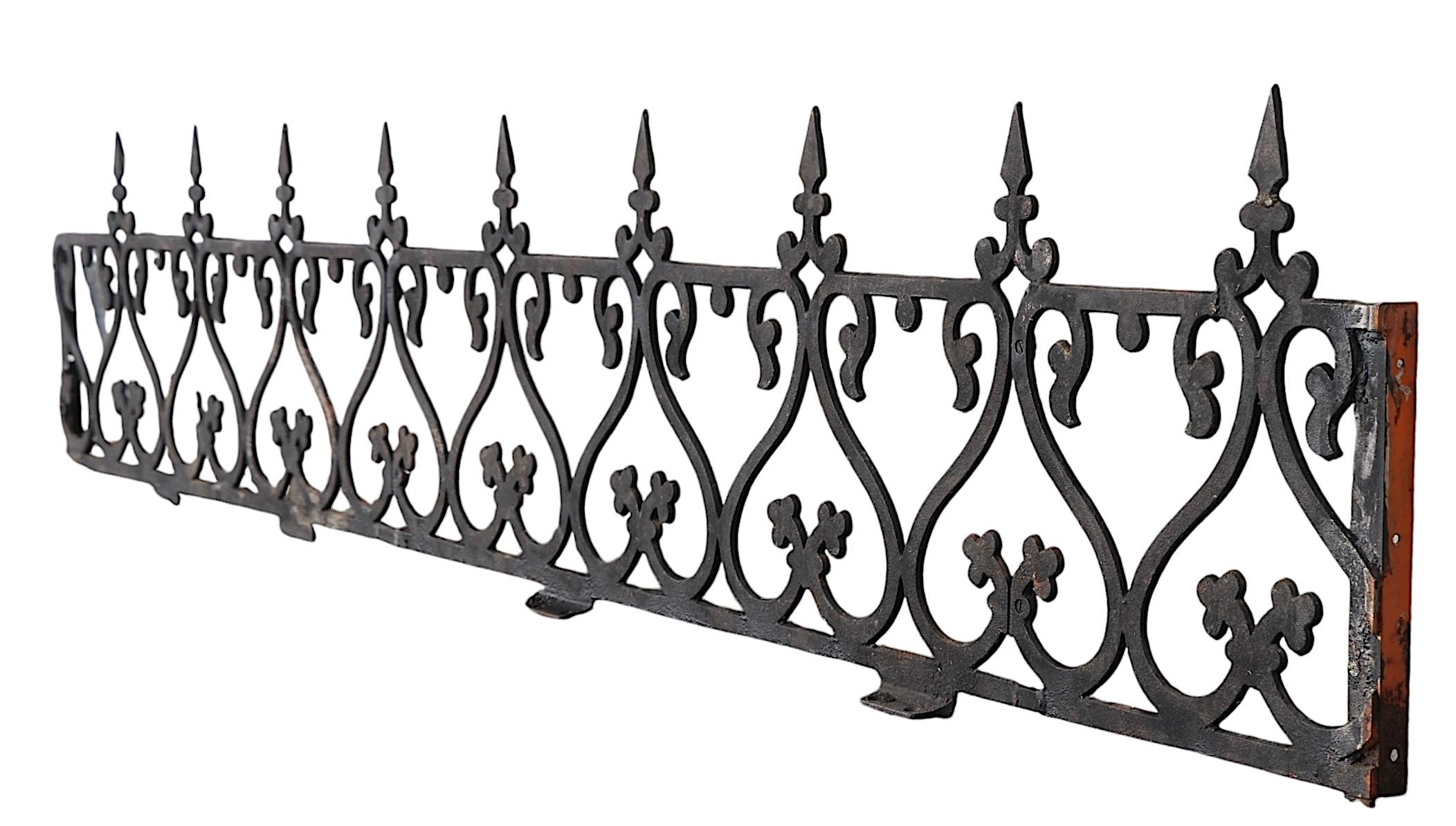 19th C. Victorian Aesthetic  Movement Cast Iron Widows Walk Fence Garden Element For Sale 2