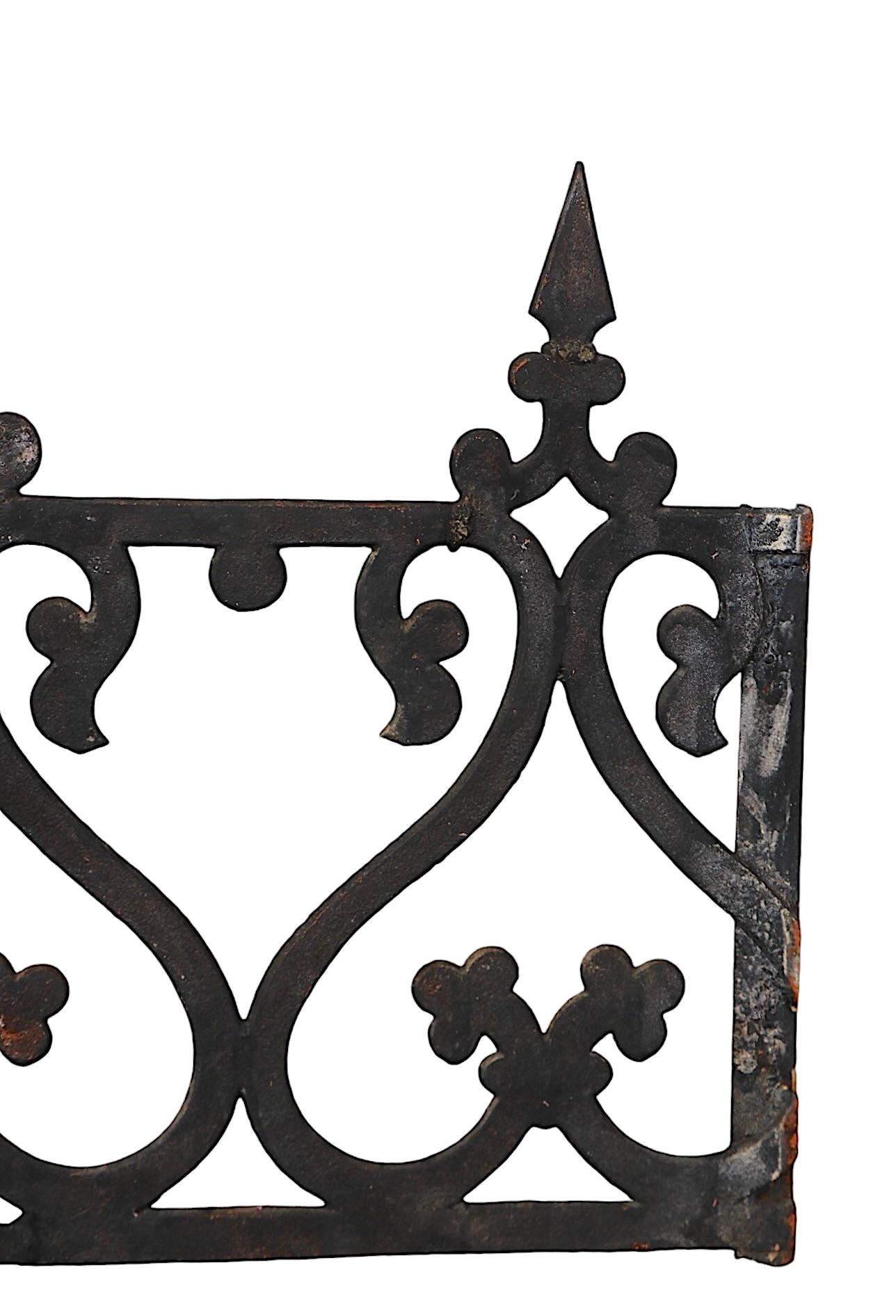 19th C. Victorian Aesthetic  Movement Cast Iron Widows Walk Fence Garden Element For Sale 3