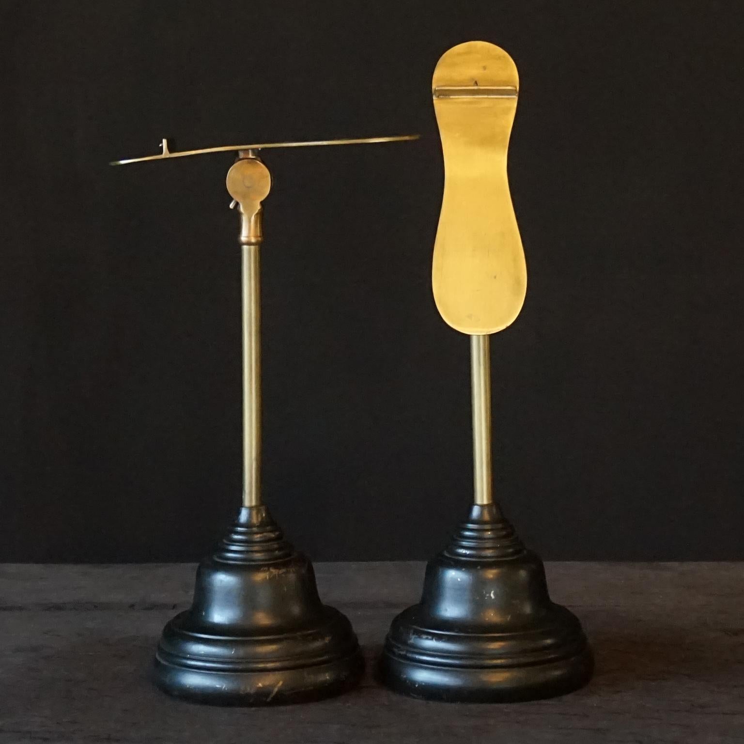 High Victorian 19th C. Victorian English Department Store Brass Shoe Display Counter Stand Set