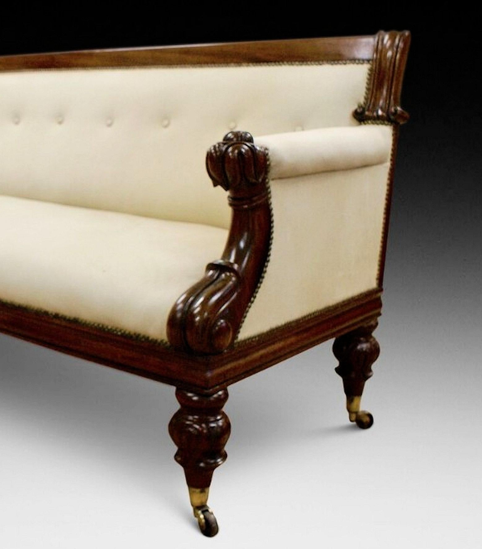 British 19th C. Victorian Mahogany Upholstered Sofa
