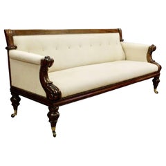 19th C. Victorian Mahogany Upholstered Sofa