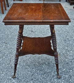 19th C. Victorian Oak Claw and Glass Ball Foot Parlor Table