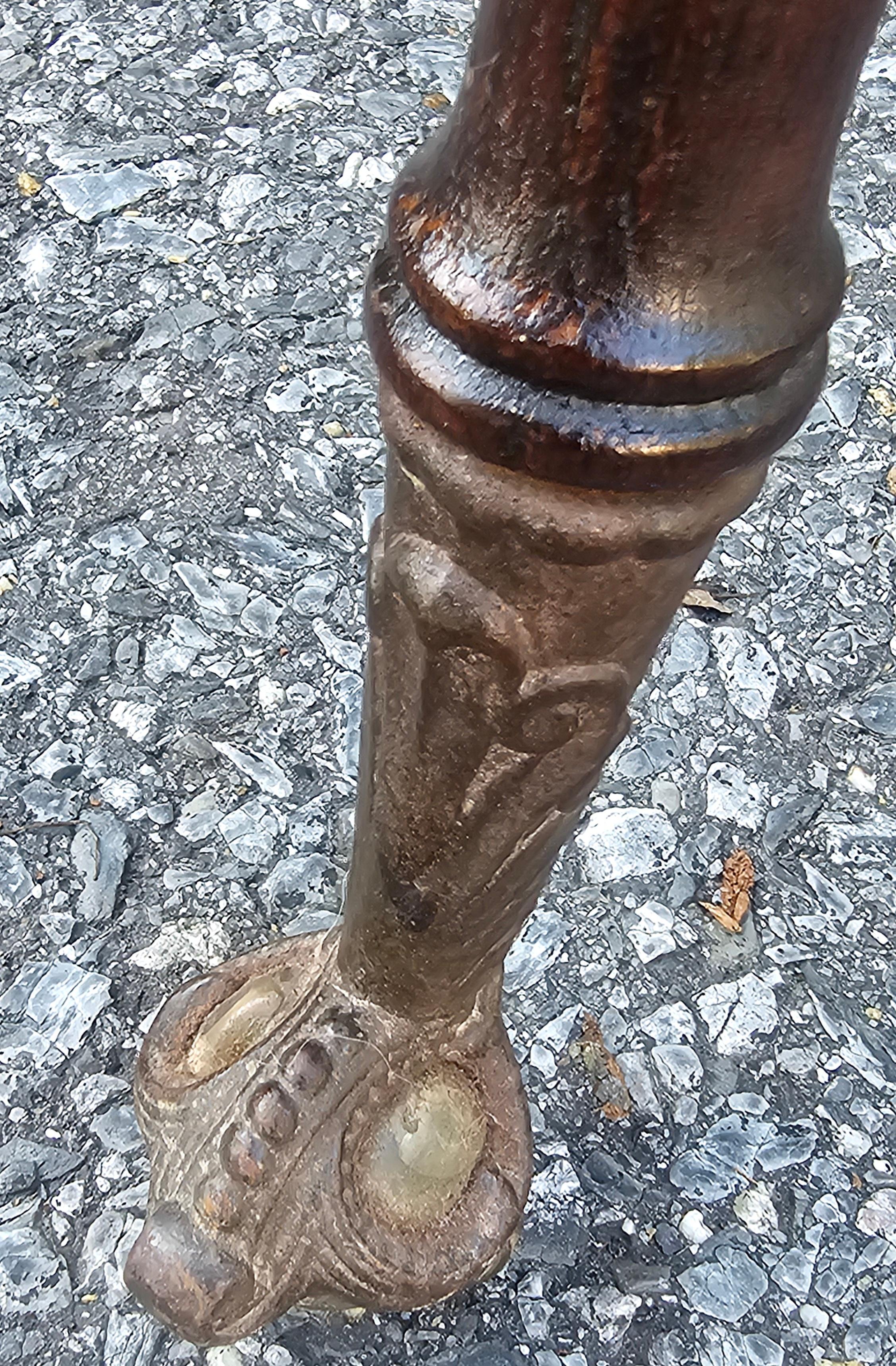 19th Century 19th C. Victorian Oak Claw and Glass Ball Foot Parlor Table For Sale