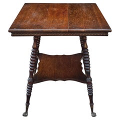 19th C. Victorian Oak Claw and Glass Ball Foot Parlor Table