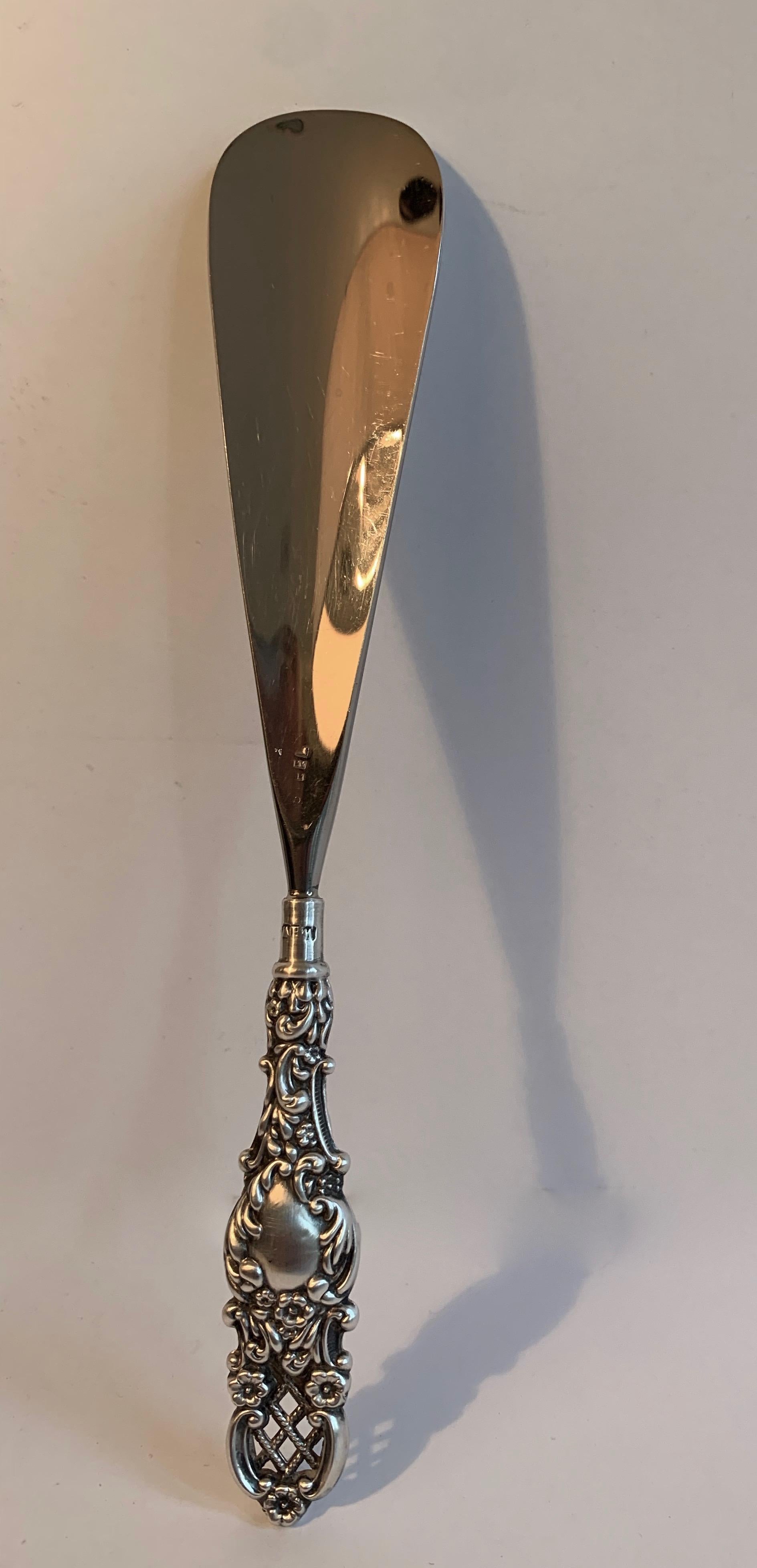 English 19th Century Victorian Sterling Handle Shoe Horn