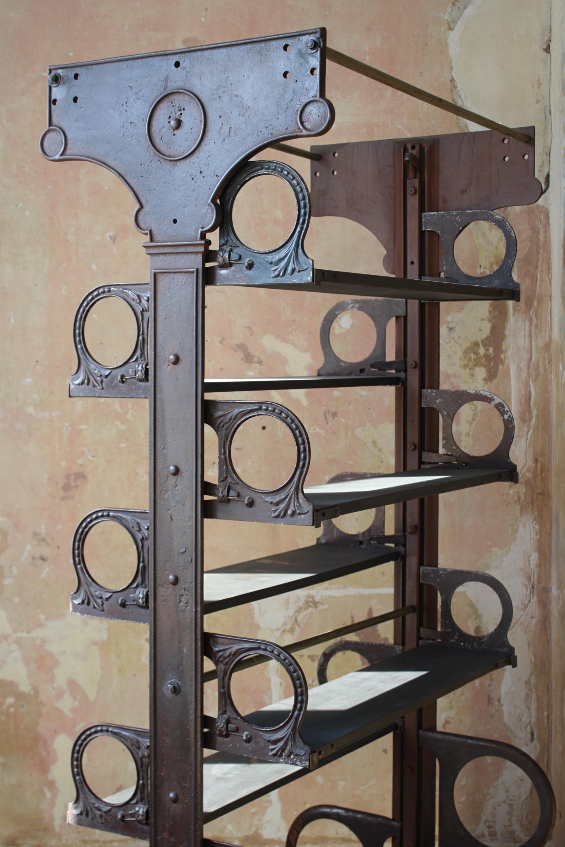 English 19th C W. Lucy & Co Ltd of Oxford Cast Iron Adjustable Racking Shelving 