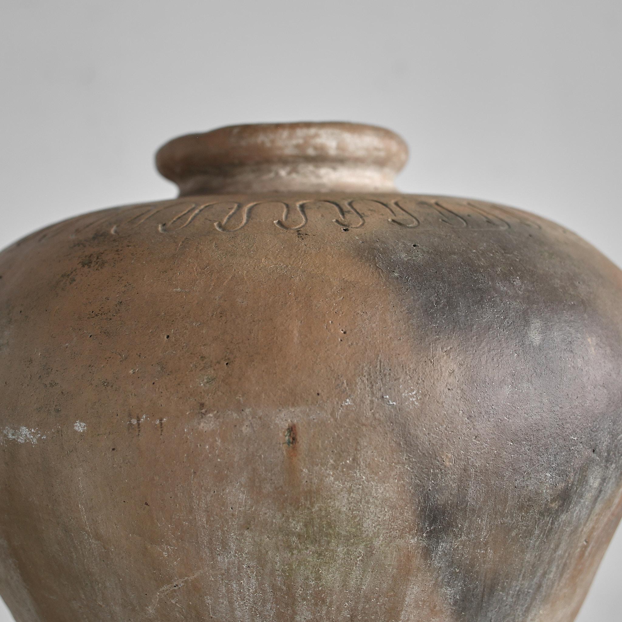Vaso in terracotta giapponese Wabi Sabi del XIX secolo in vendita 5