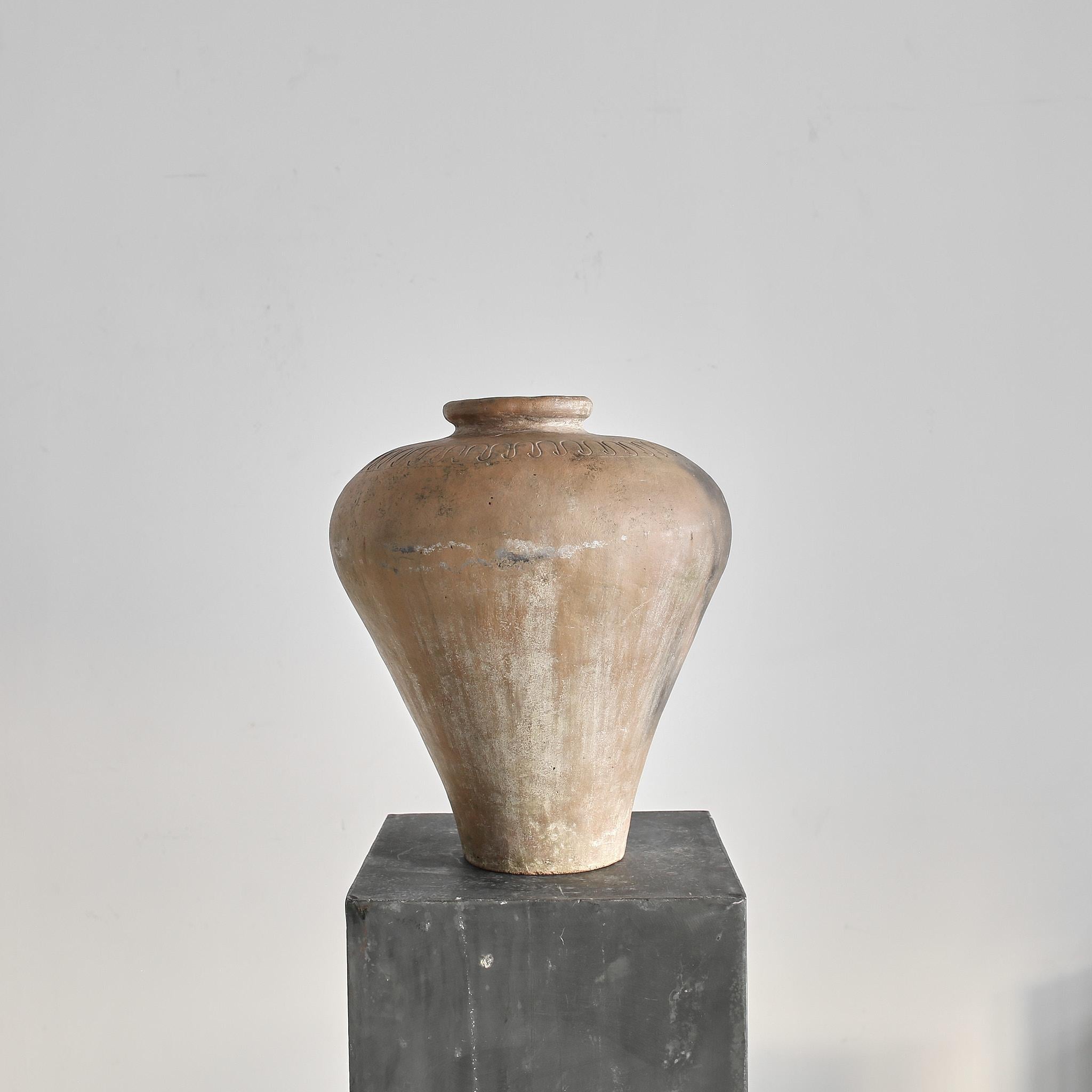 Vaso in terracotta giapponese Wabi Sabi del XIX secolo in vendita 3