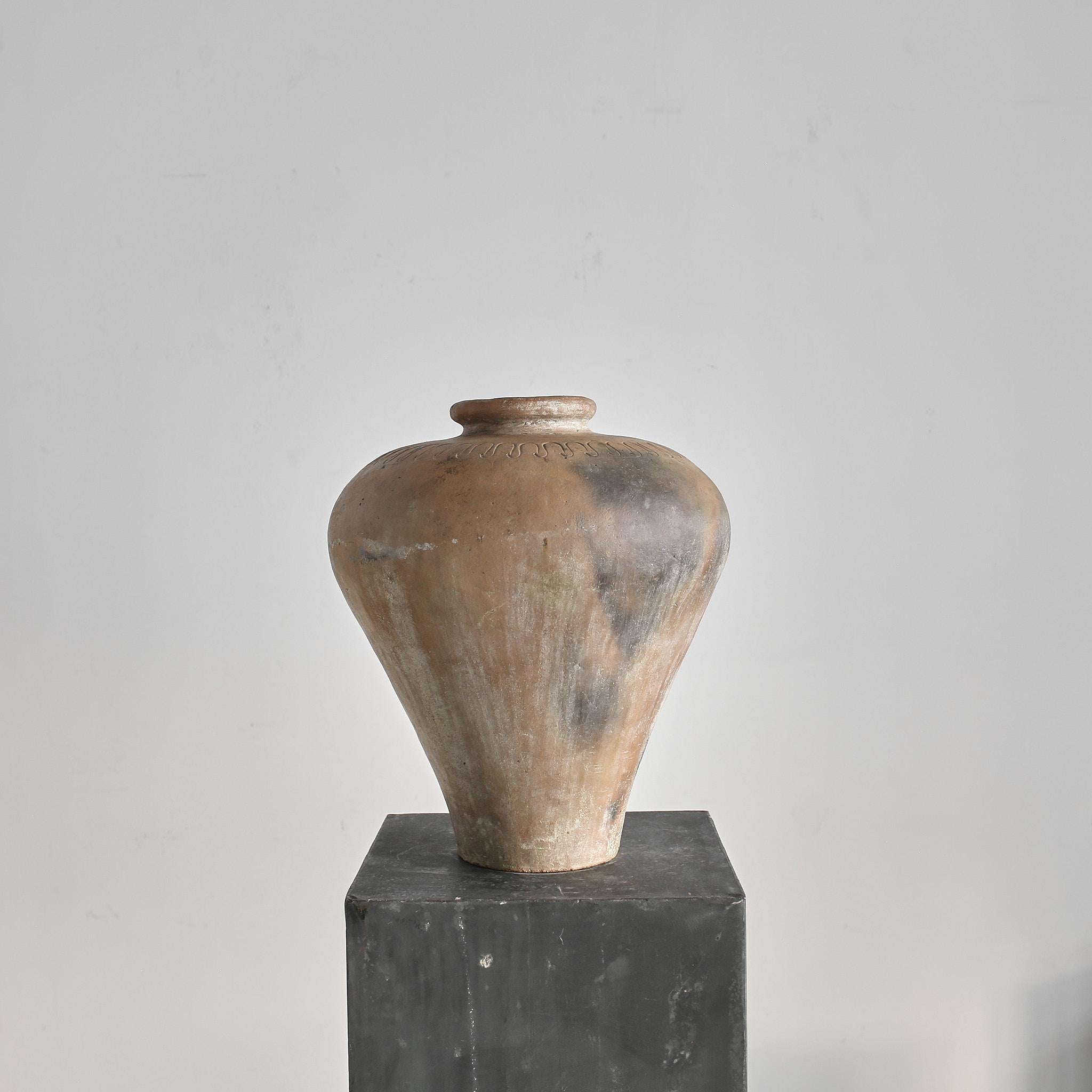 Vaso in terracotta giapponese Wabi Sabi del XIX secolo in vendita 4