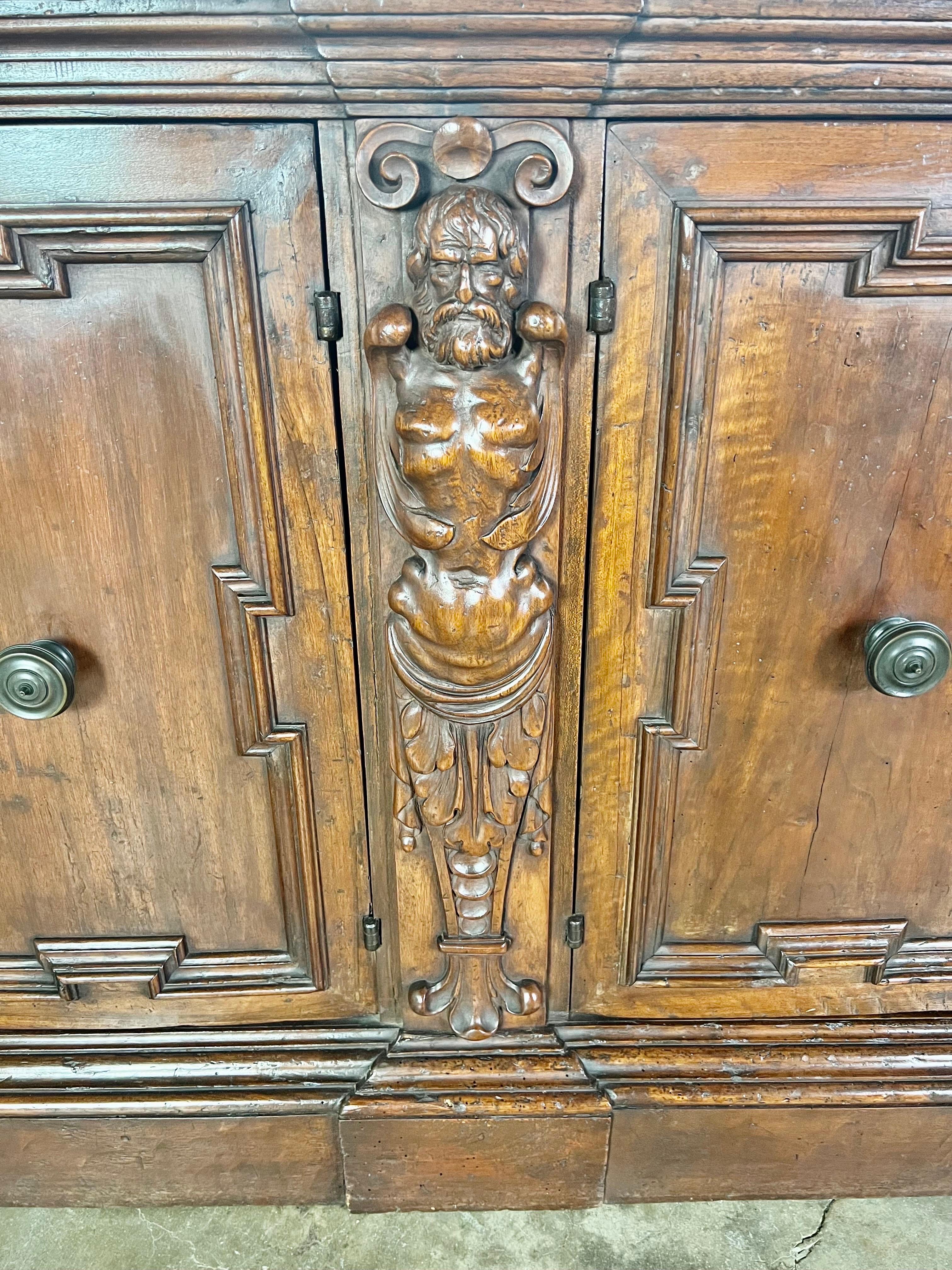 19th Century Walnut Italian Credenza with Intricate Carving Throughout 2