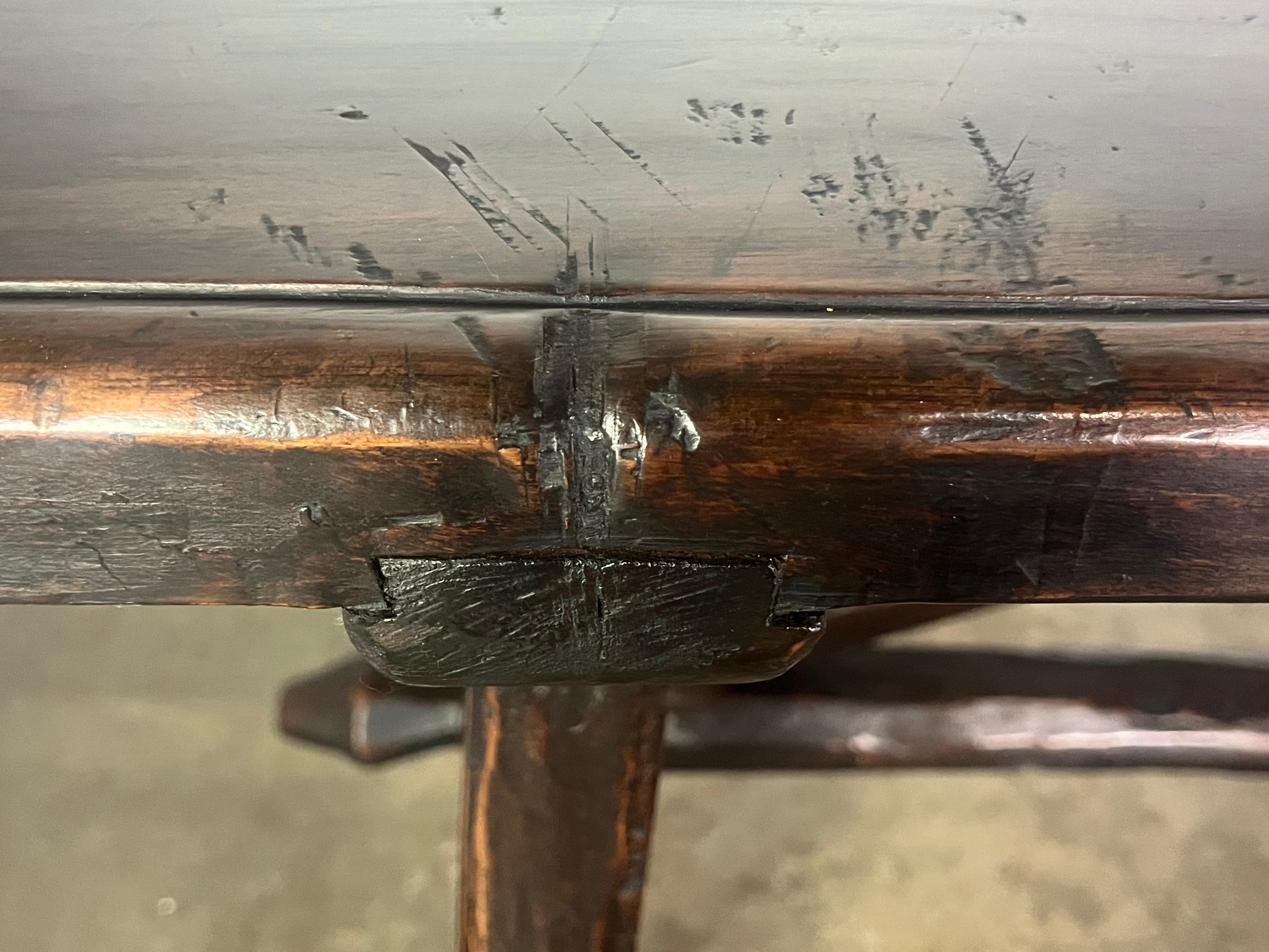 19th C. Walnut Italian Primitive Style Dining Table 6