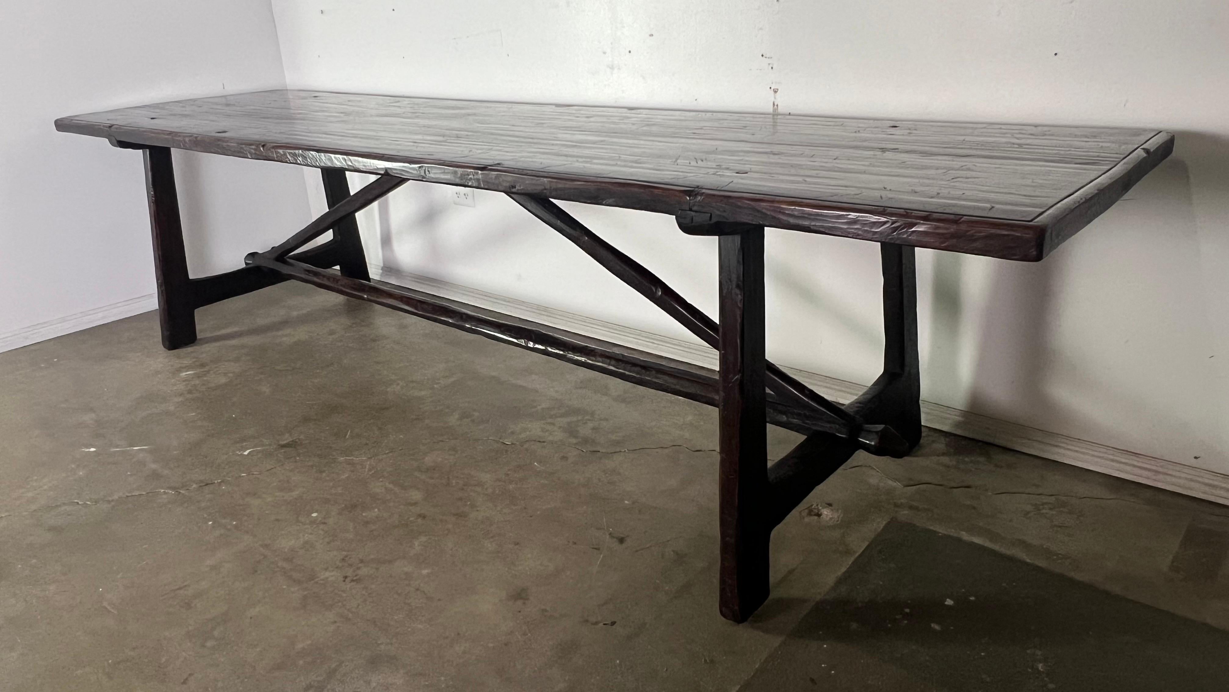 19th C. Walnut Italian Primitive Style Dining Table 8