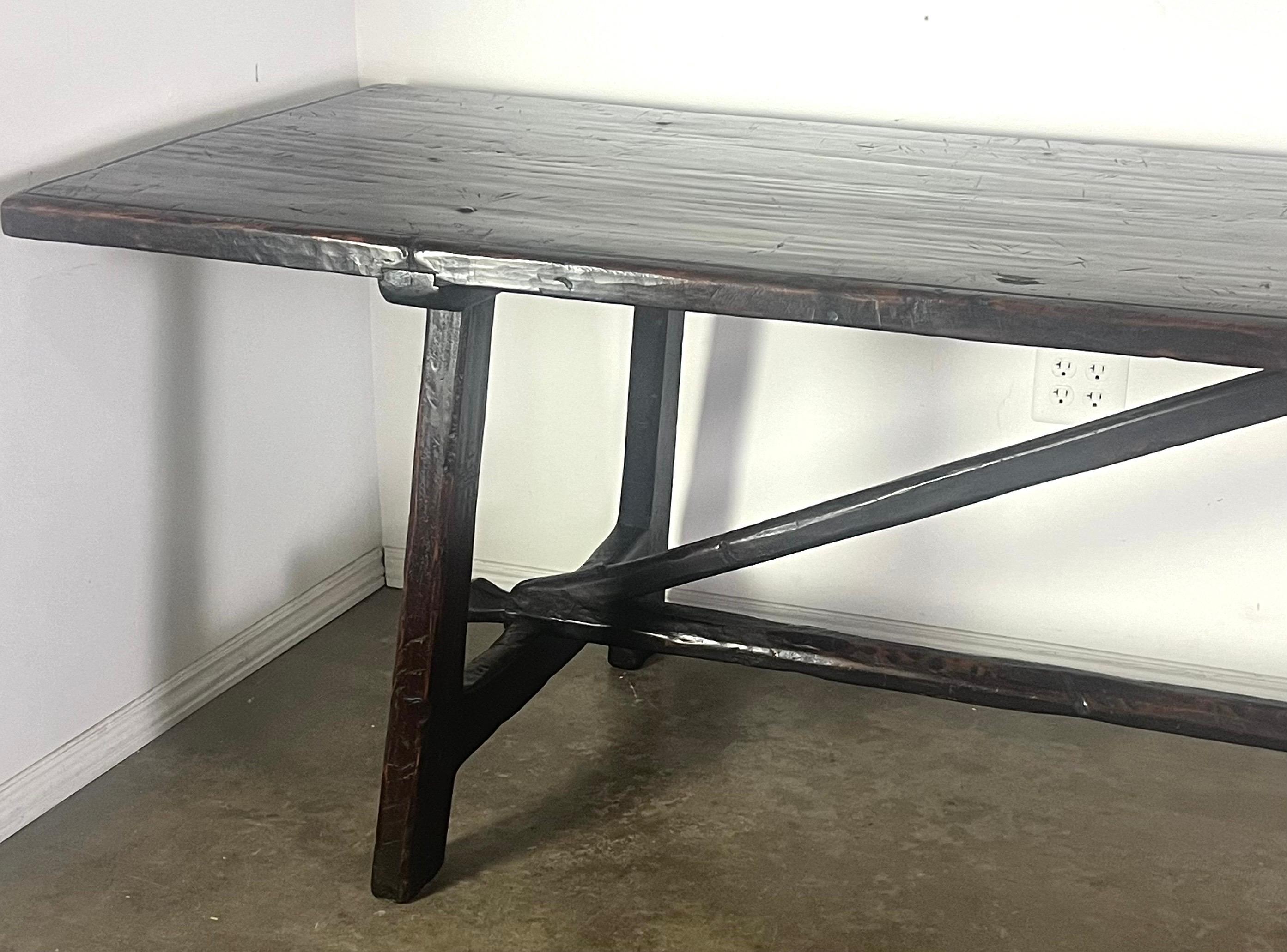 19th C. Walnut Italian Primitive Style Dining Table 9