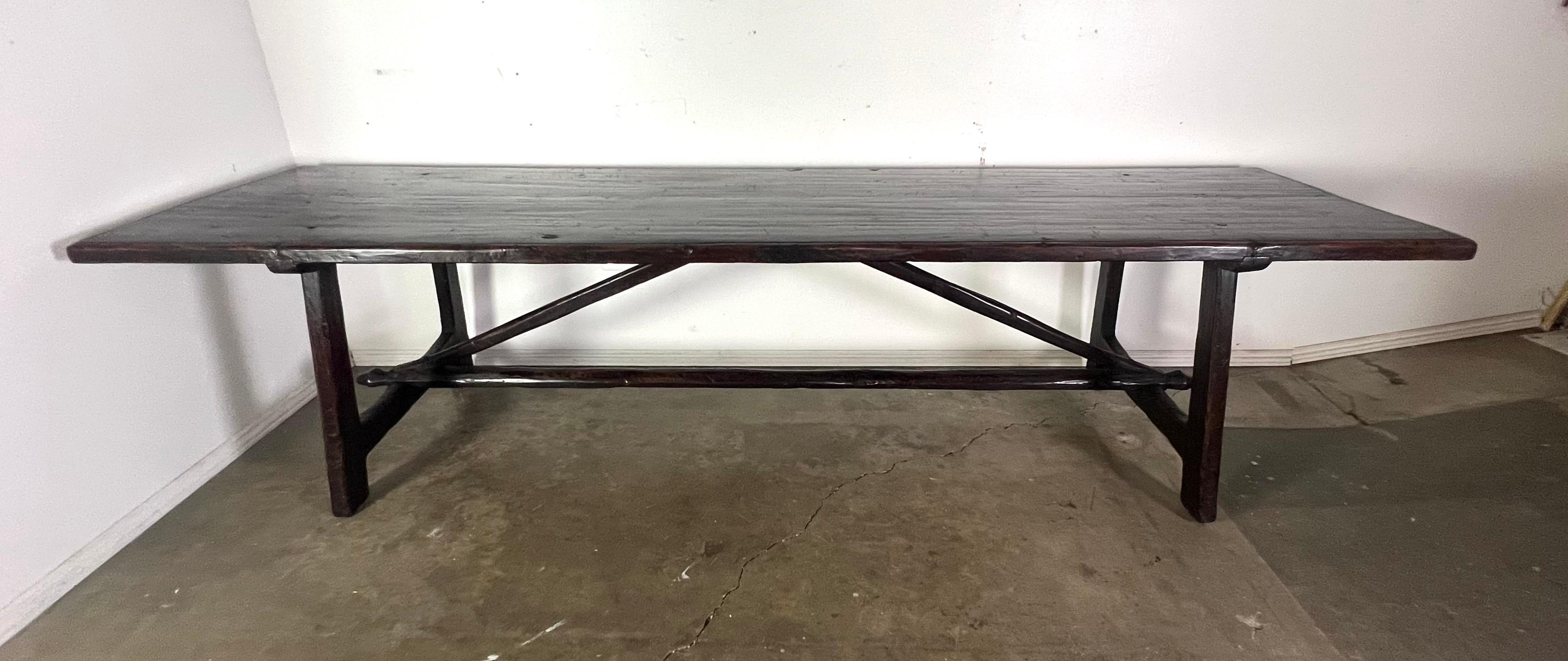 19th C. Walnut Italian Primitive Style Dining Table 15