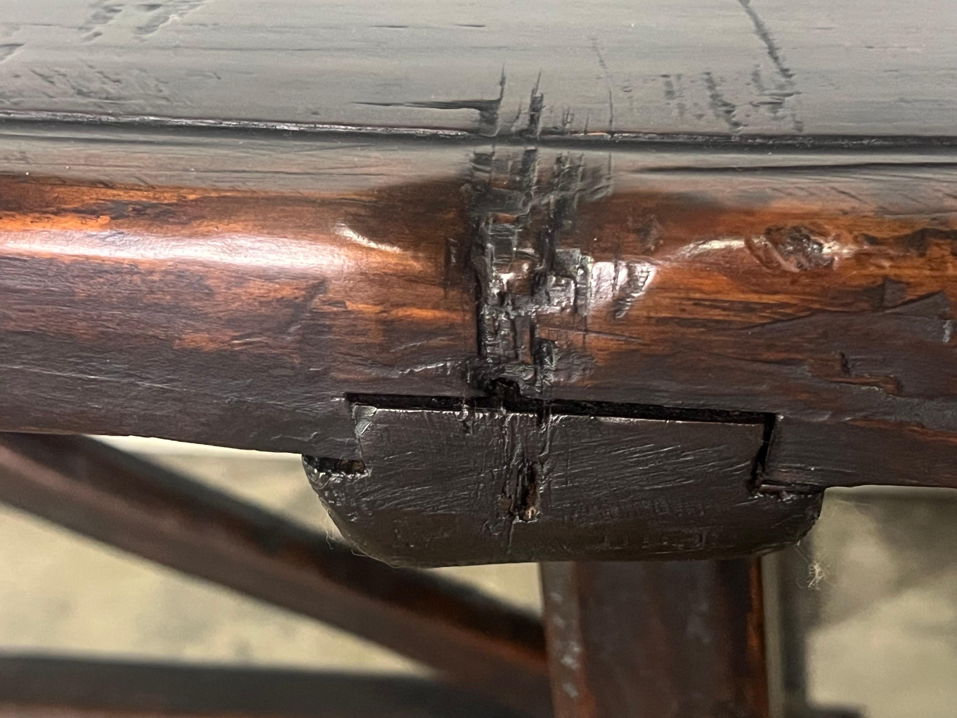 19th C. Walnut Italian Primitive Style Dining Table 2