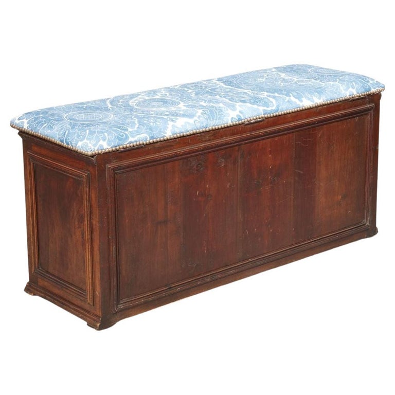 19th c. Walnut LiftTop Bench Upholstered in Lewis and Wood at 1stDibs