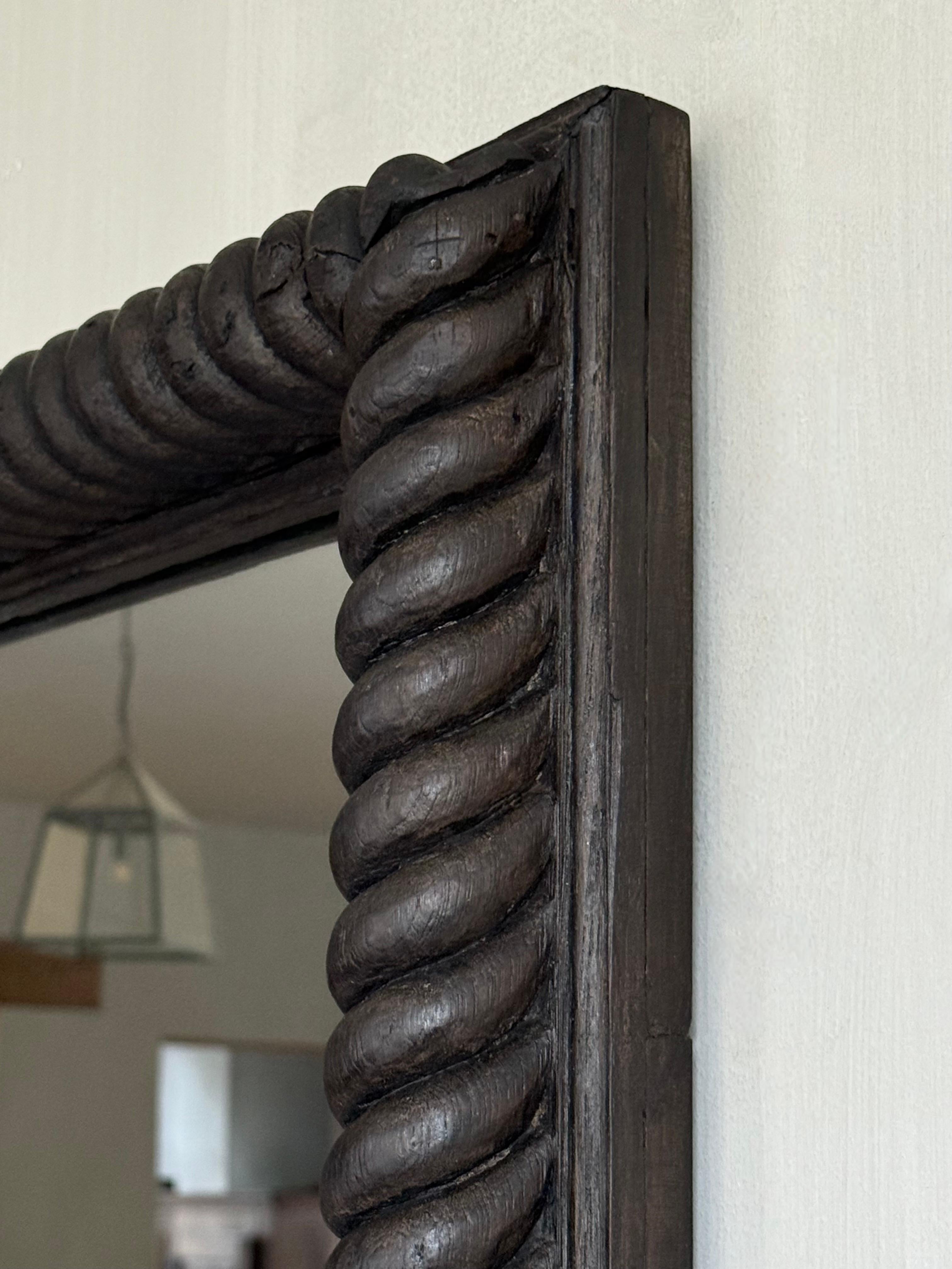 Belgian 19th C Walnut Mirror For Sale