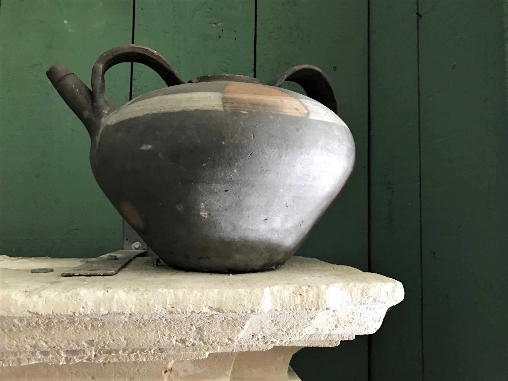 Terracotta Water Holder Jug Pottery Handmade Pitcher Vase Antiques LA CA centerpiece decor For Sale
